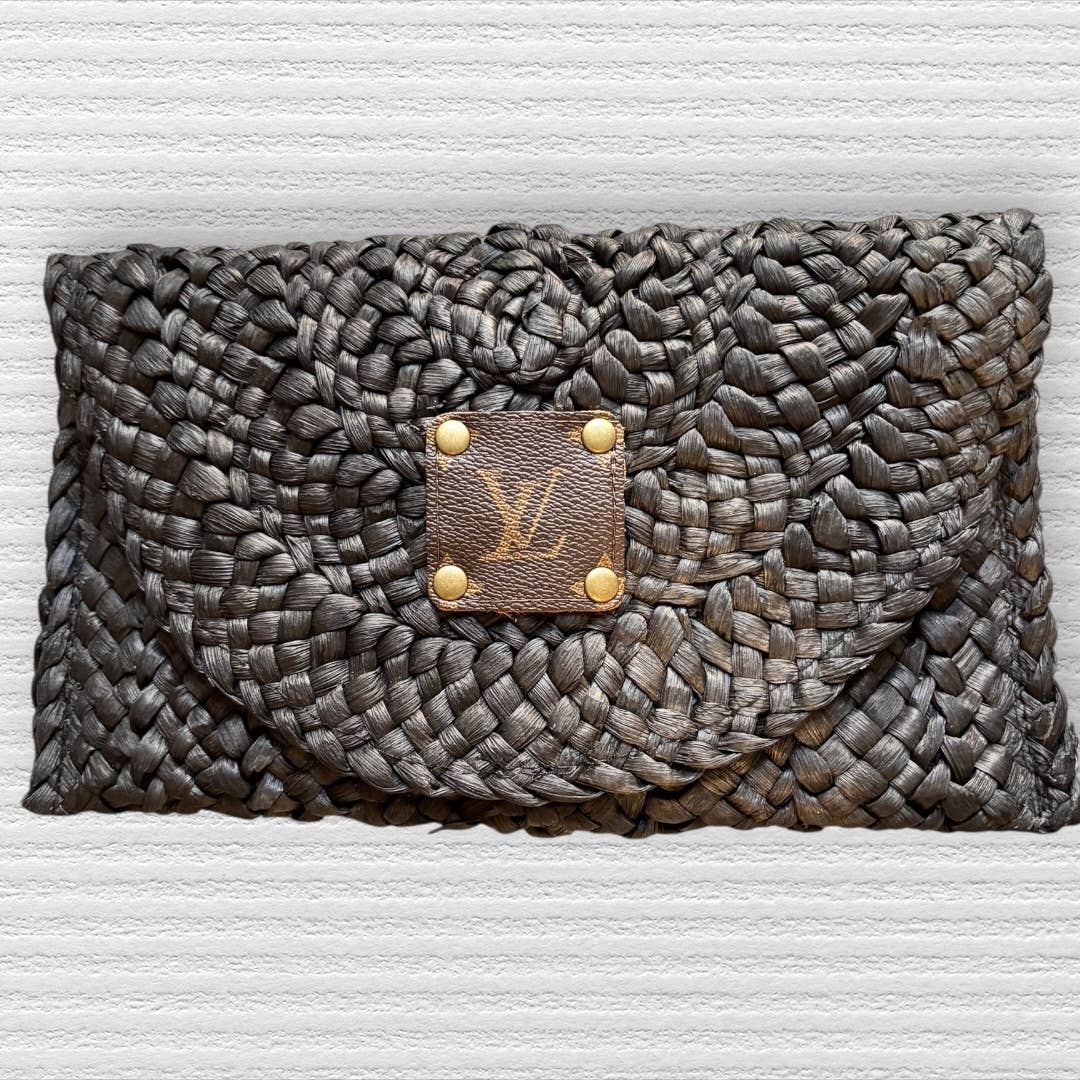 Black Woven Straw Crossbody