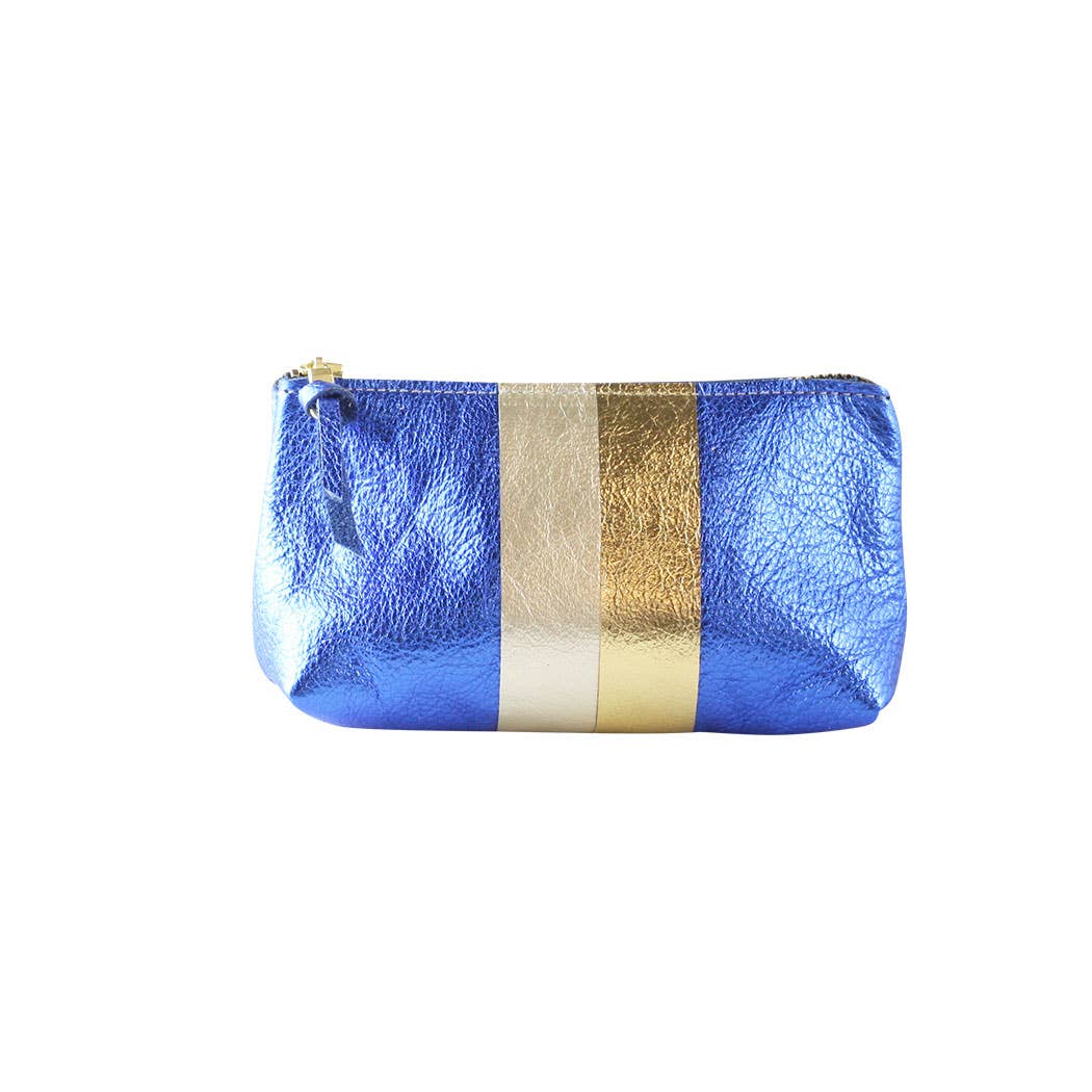 The Metallic Stripe Smaller Makeup Clutch: Bardot: Mango w/layered stripe: Platinum-Bronze