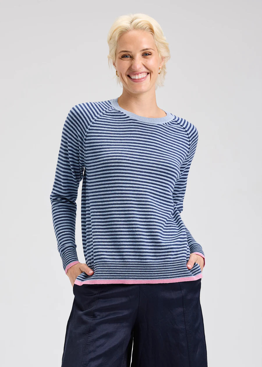 Stripe Crew Neck Sweater ZP7521U - Zaket & Plover