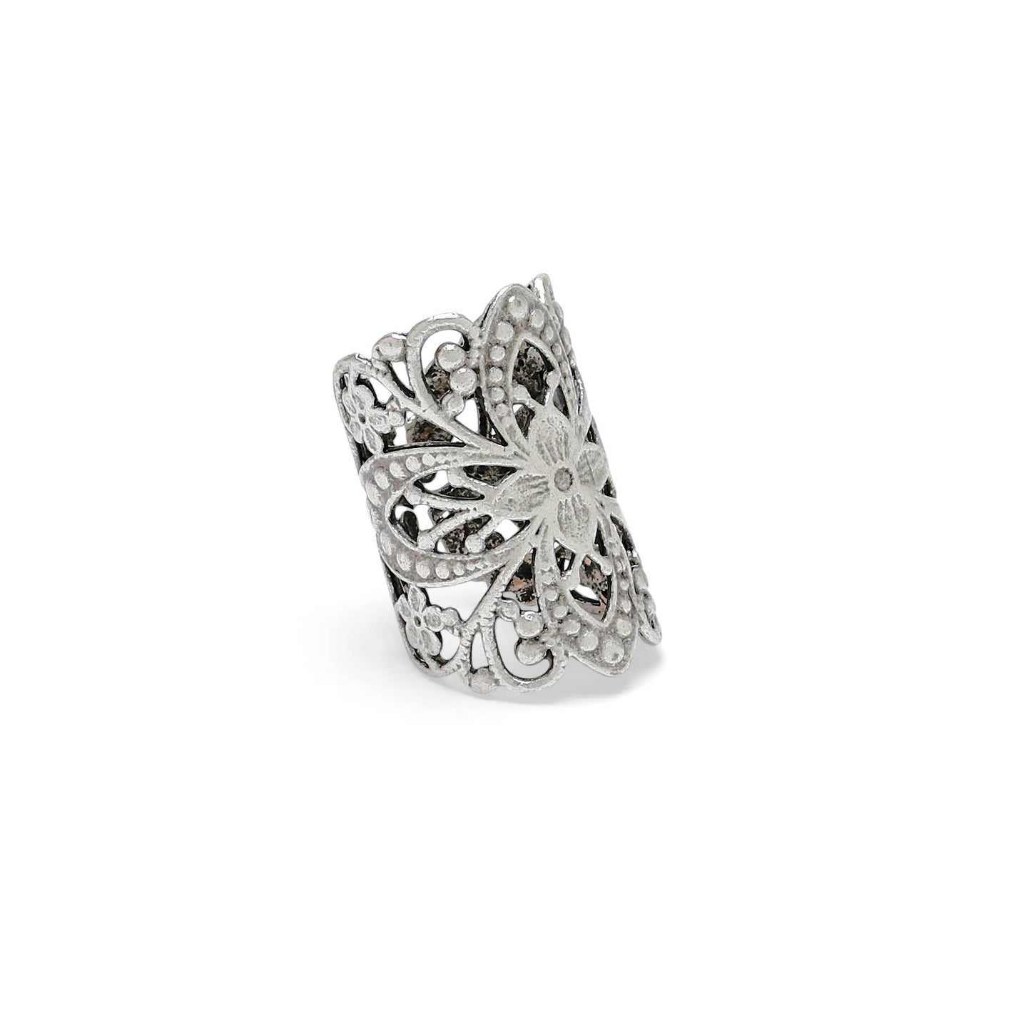 Handmade Brass Ring In Silver Plated - P4034-17