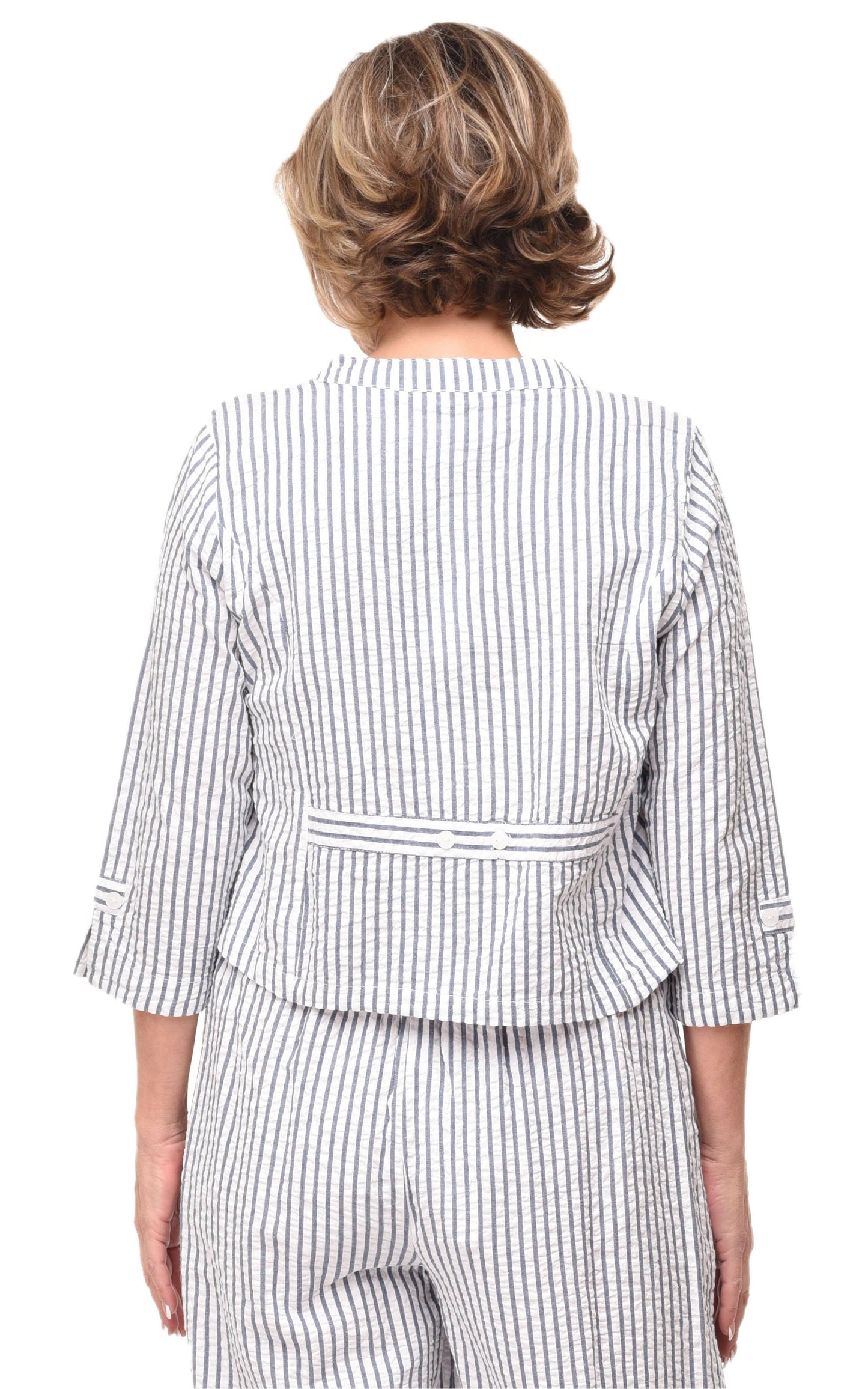 CV13 Dakota Jacket Top in White Marina Seersucker*: S