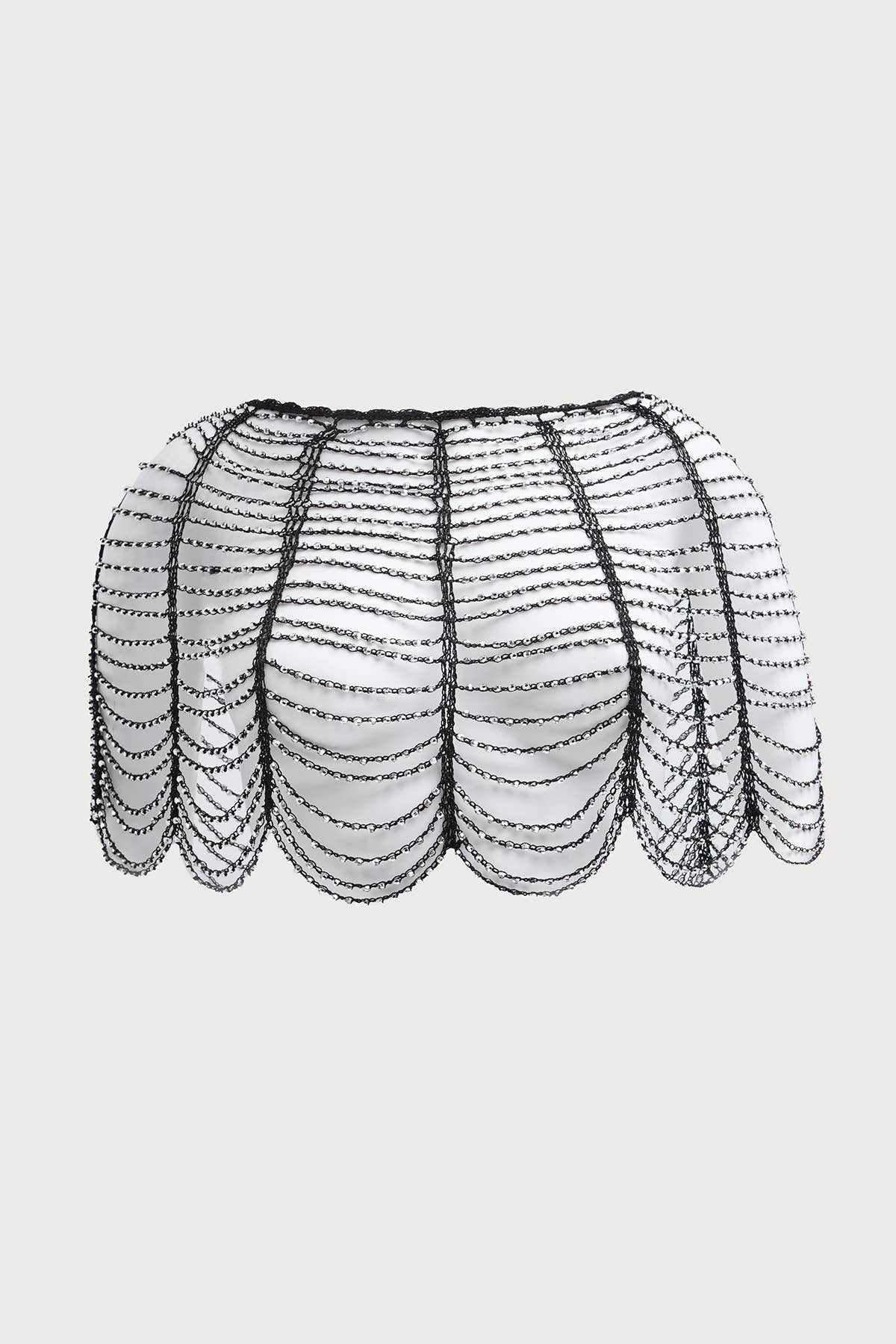 Festive Scallop Beaded Capelet: Gold