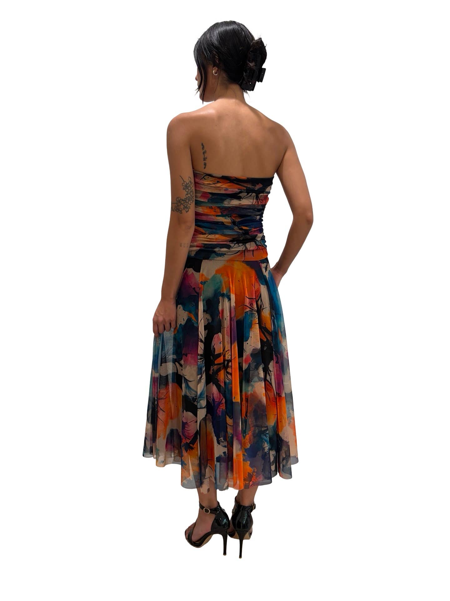 CANDY Strapless Ruched Bodice Circle Skirt Dress  : L