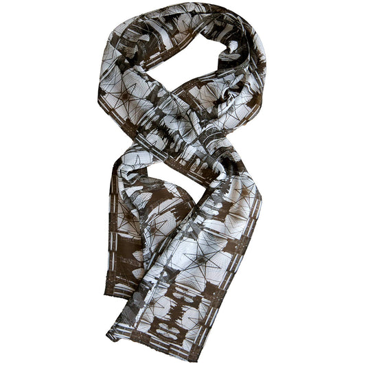 Babs Brooklyn Bridge Print Silk Georgette Scarf