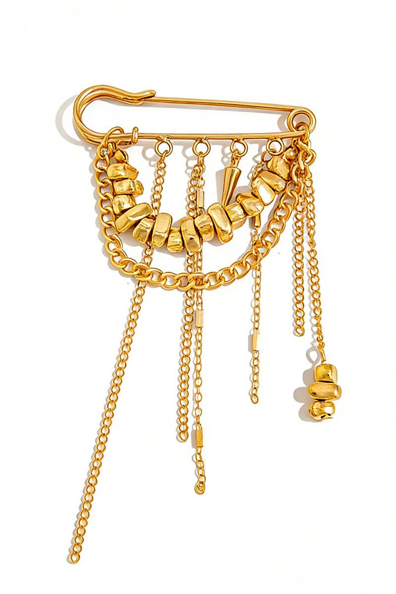 Elegant Chain Brooch for Women: GOLD / One Size