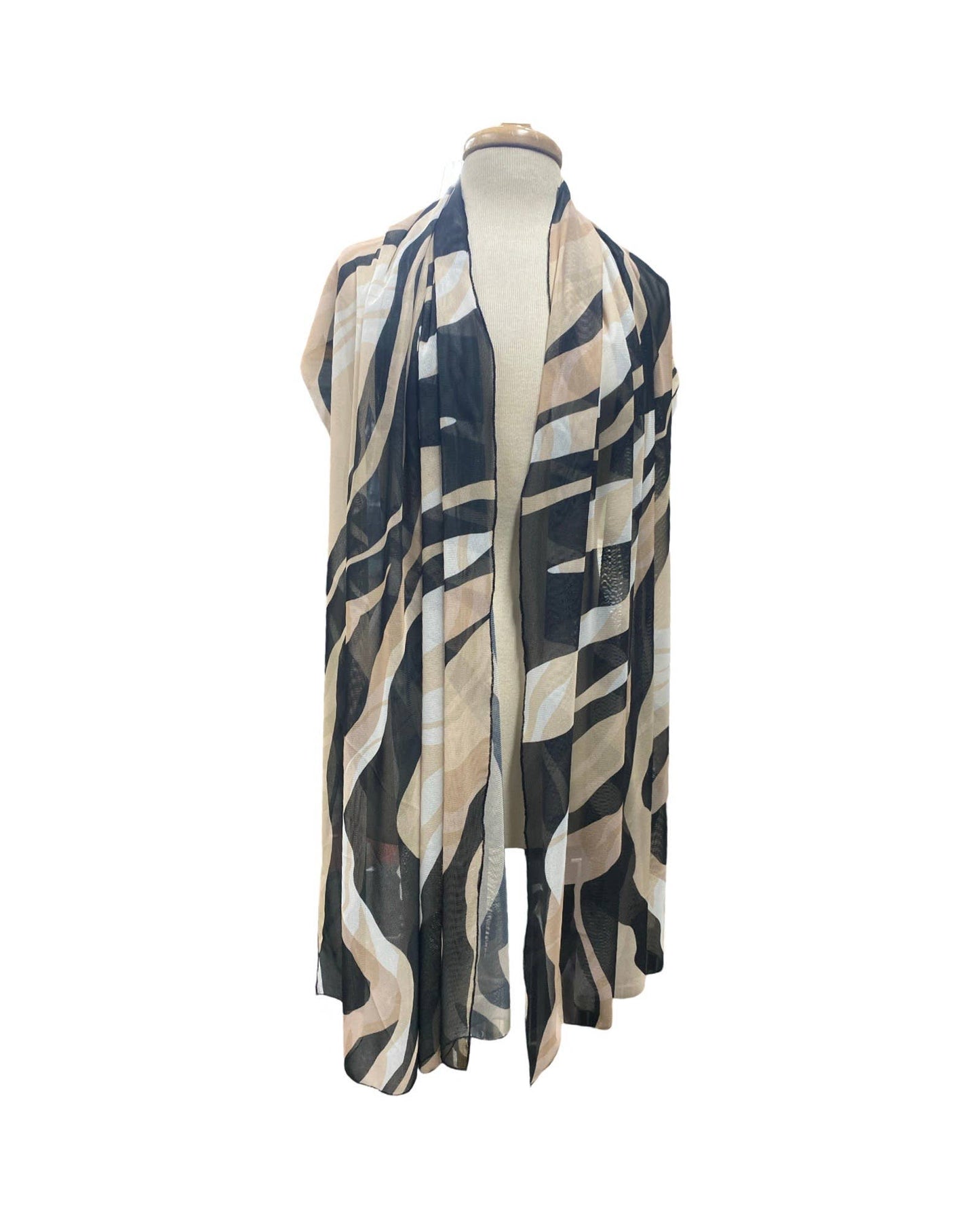 LISA Long & Wide Print Mesh Shawl Stole Wrap: OS
