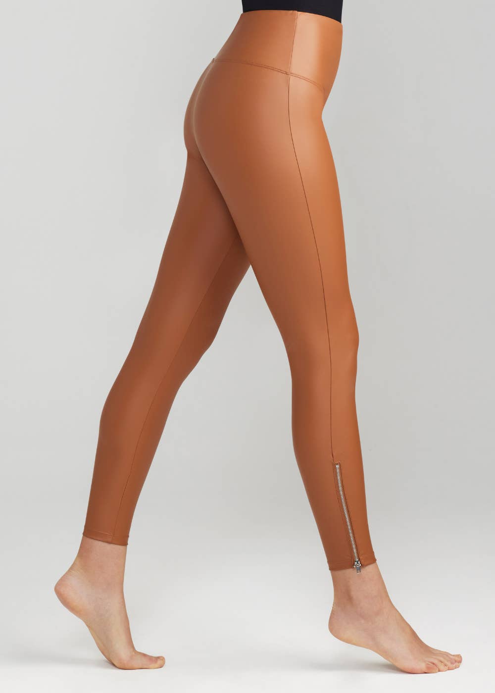Faux Leather Shaping Legging with Side Zip - Yummie