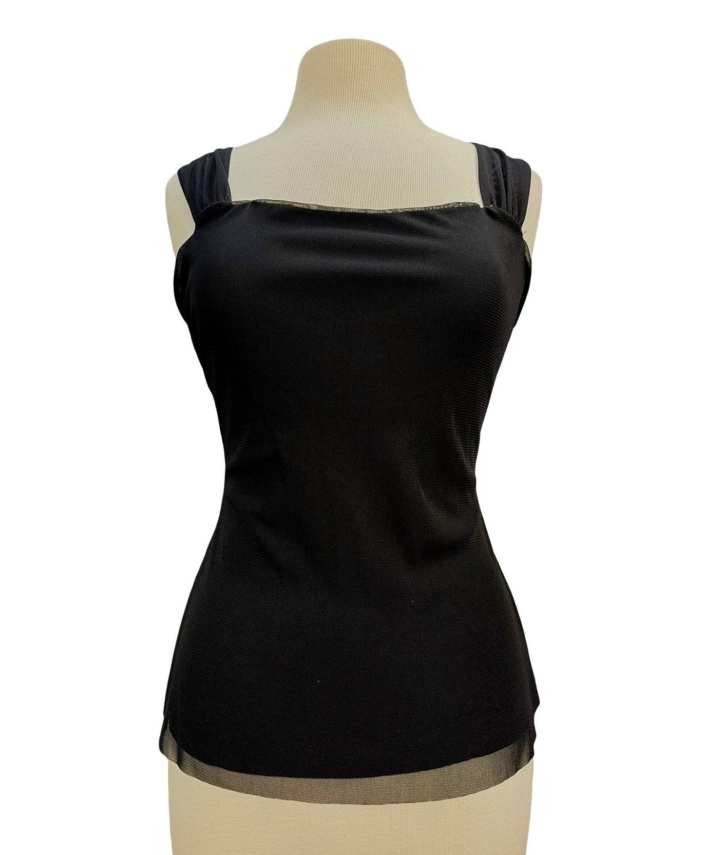 MAXIMA Wide Strap Mesh Cami Top /BLACK: S