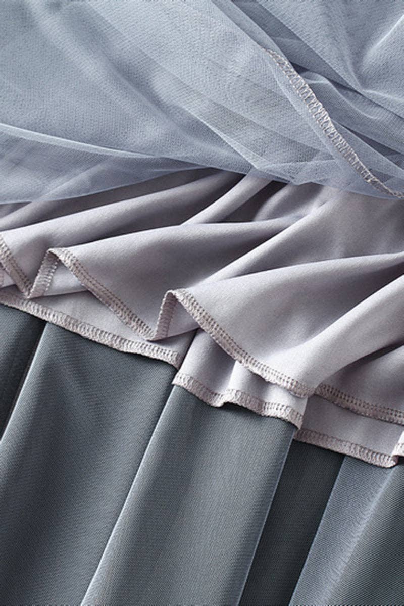 Elegant Pleated Tulle Skirt: KHAKI / One Size