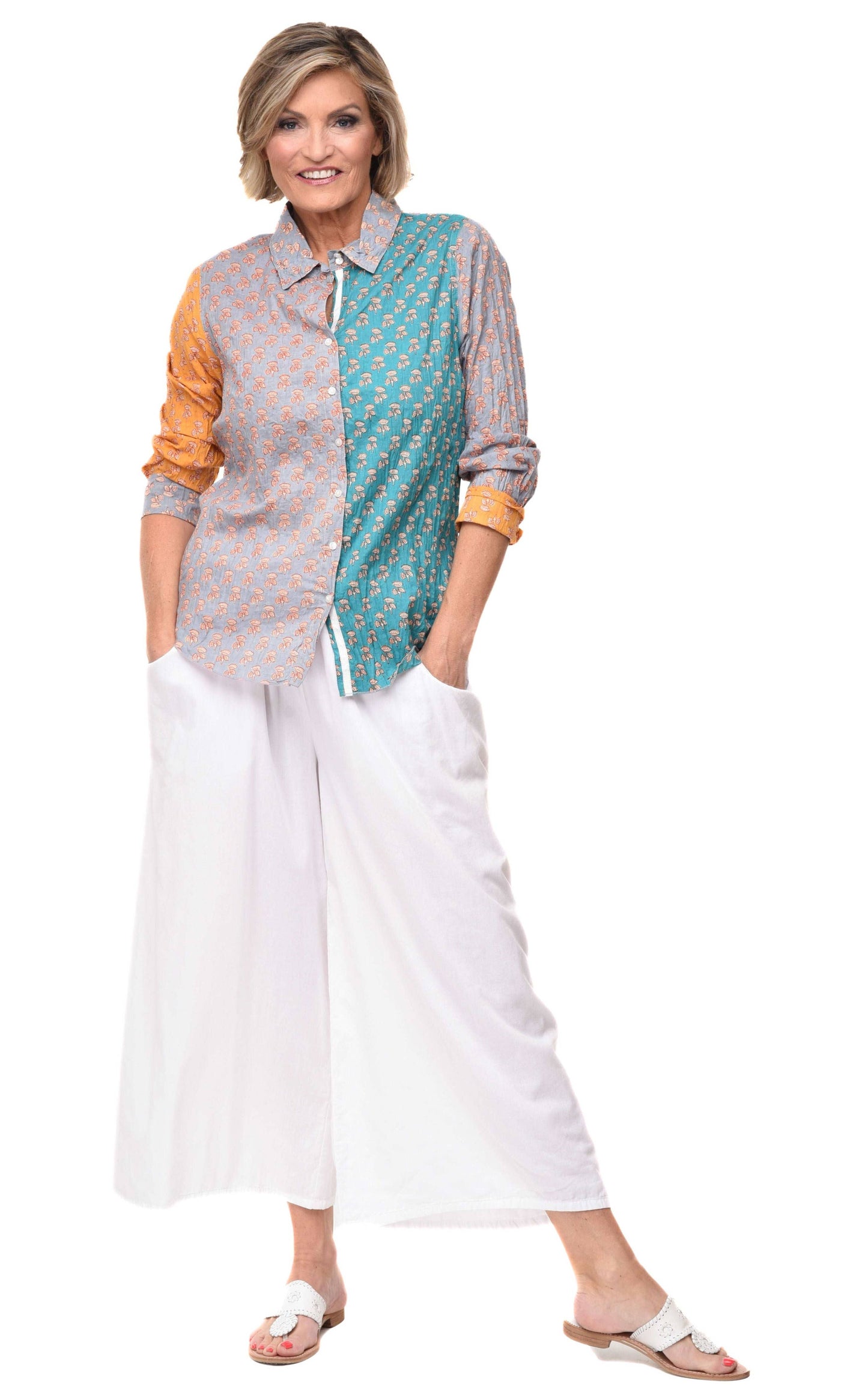 CV1087 Gretchen Button Down in Gingko*: L