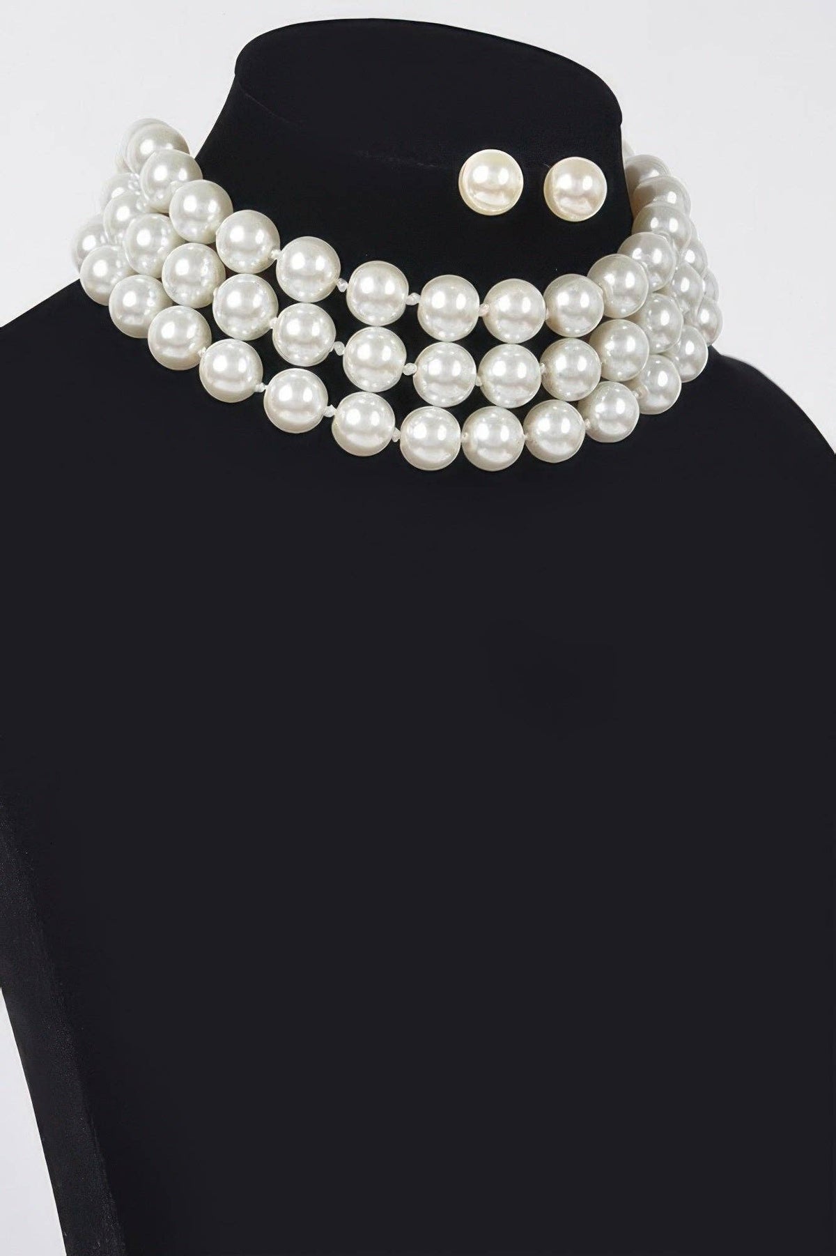 SUTTON PLACE Faux Pearl Necklace & Earring Set: BYMANYC ® New York: Ivory
