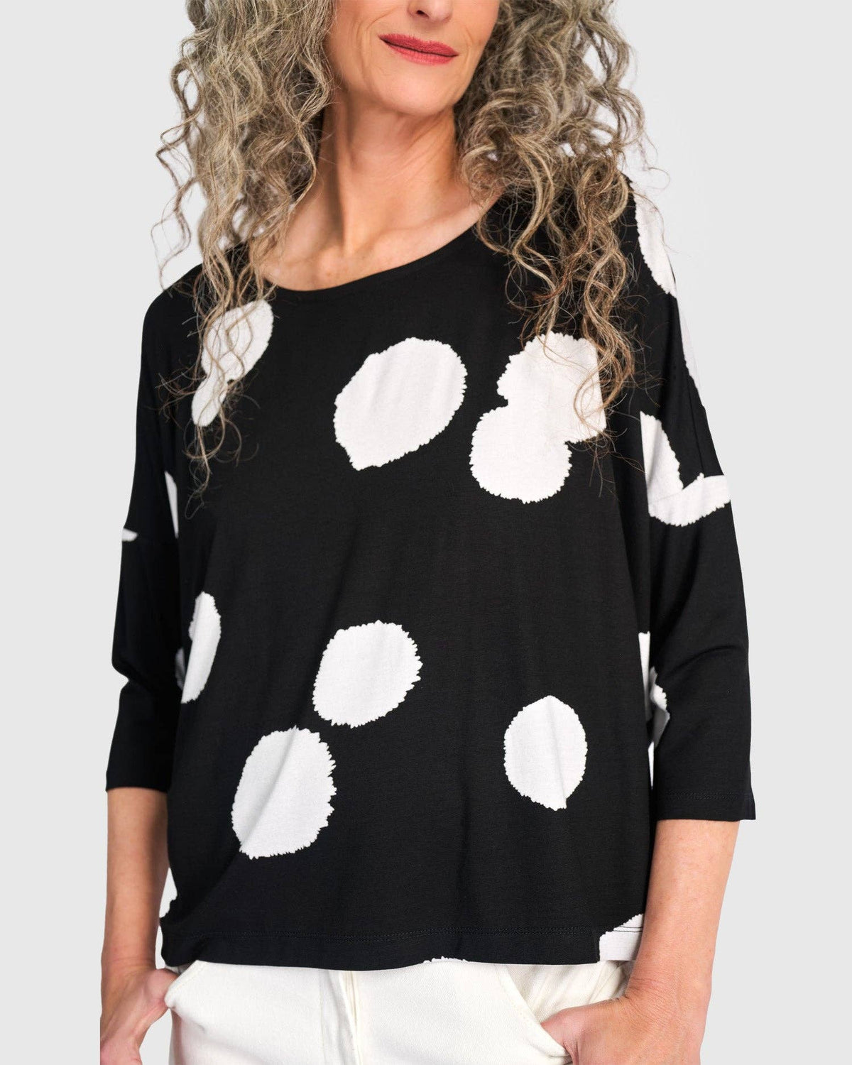 Full Moon Boxy Tee, Black/White: Circles / 2 (US 8-10)