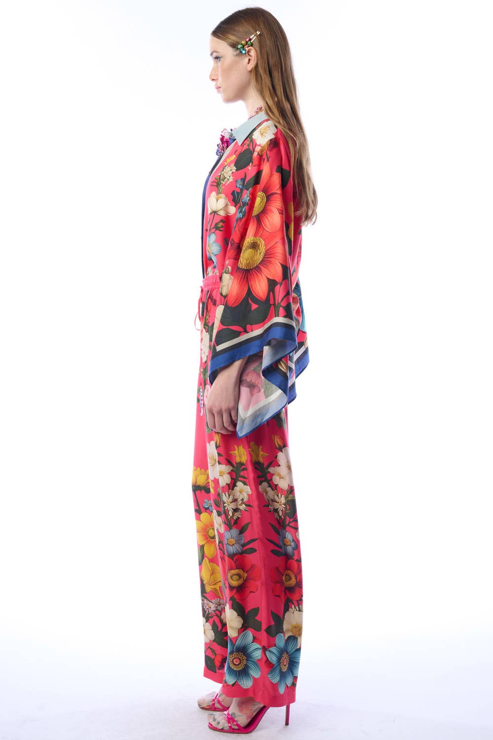 Floral Garden Shirt | Button-Down Blouse | Long Sleeves Top: Rose Floral / M