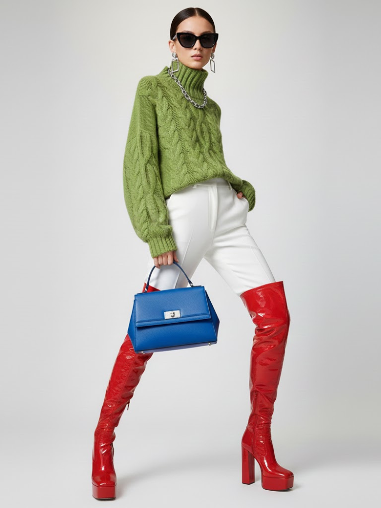 Green Cable Knit Sweater TRIBECA: New Colección COUTURE in NOLITA - BYMANYC ® New York: Green / One Size