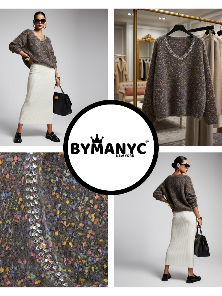 Women's Eco Knitwear HUNTS POINT NY CITY Collection BYMANYC ® New York: Grey / One Size Fits All