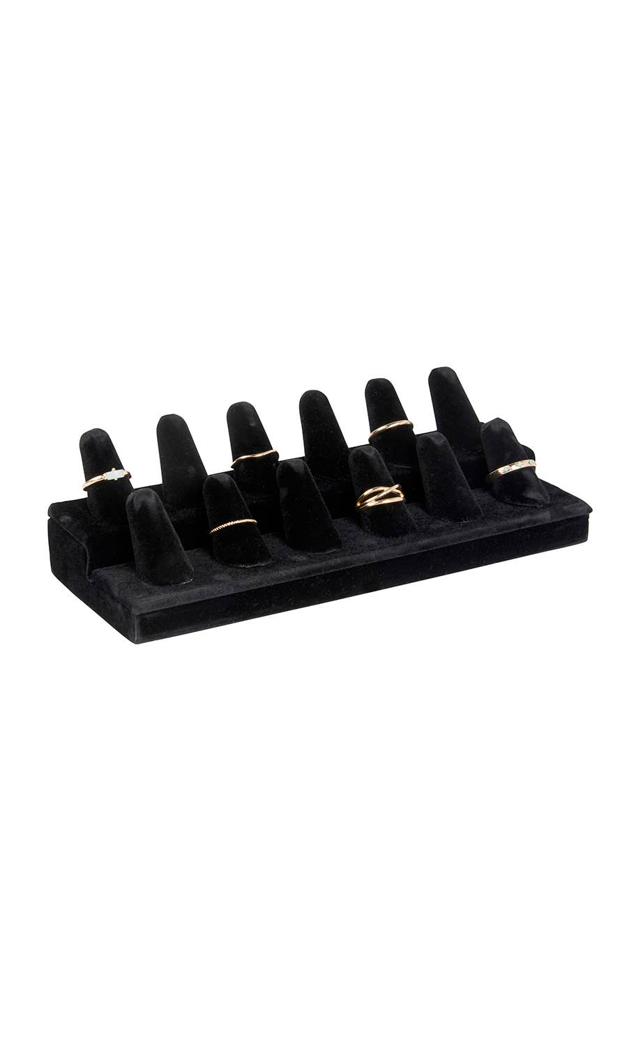 12-Finger Ring Display - Black - Velvet
