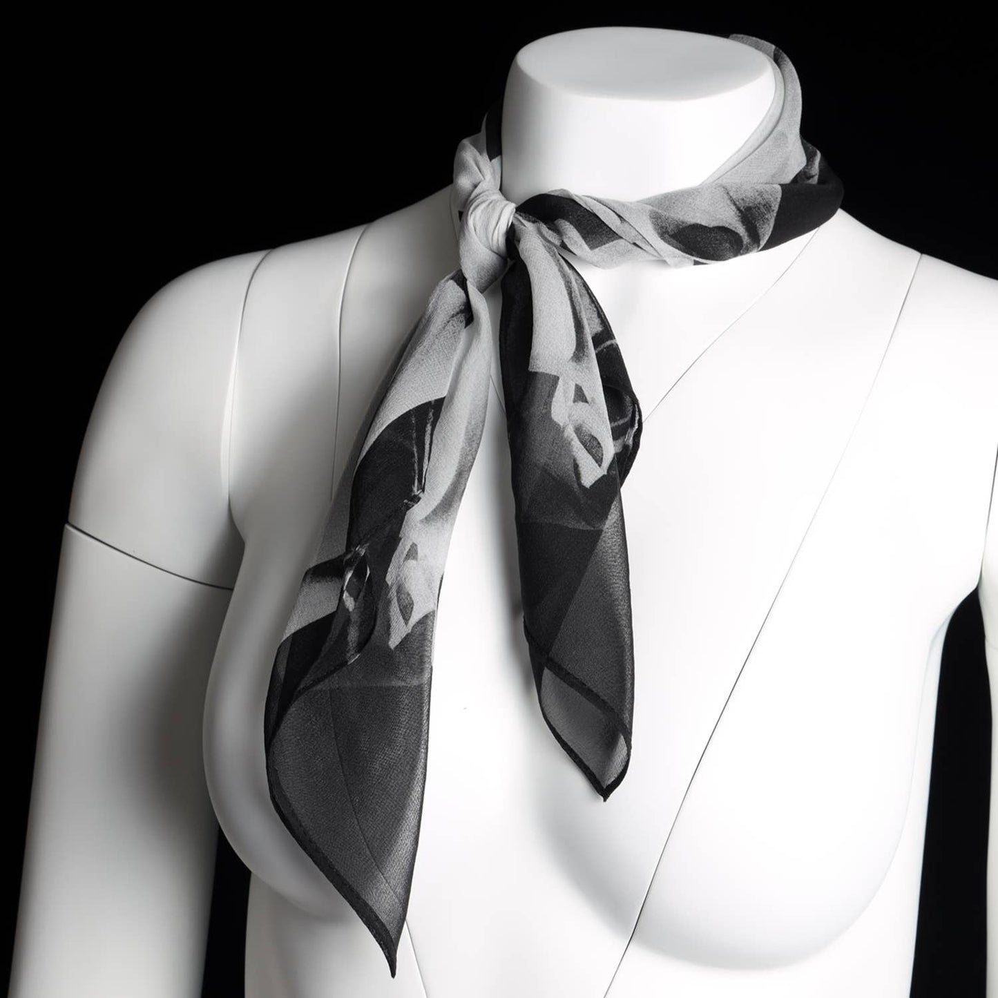 Silk 26 Inch Square Scarf - Gaudi - Black and White