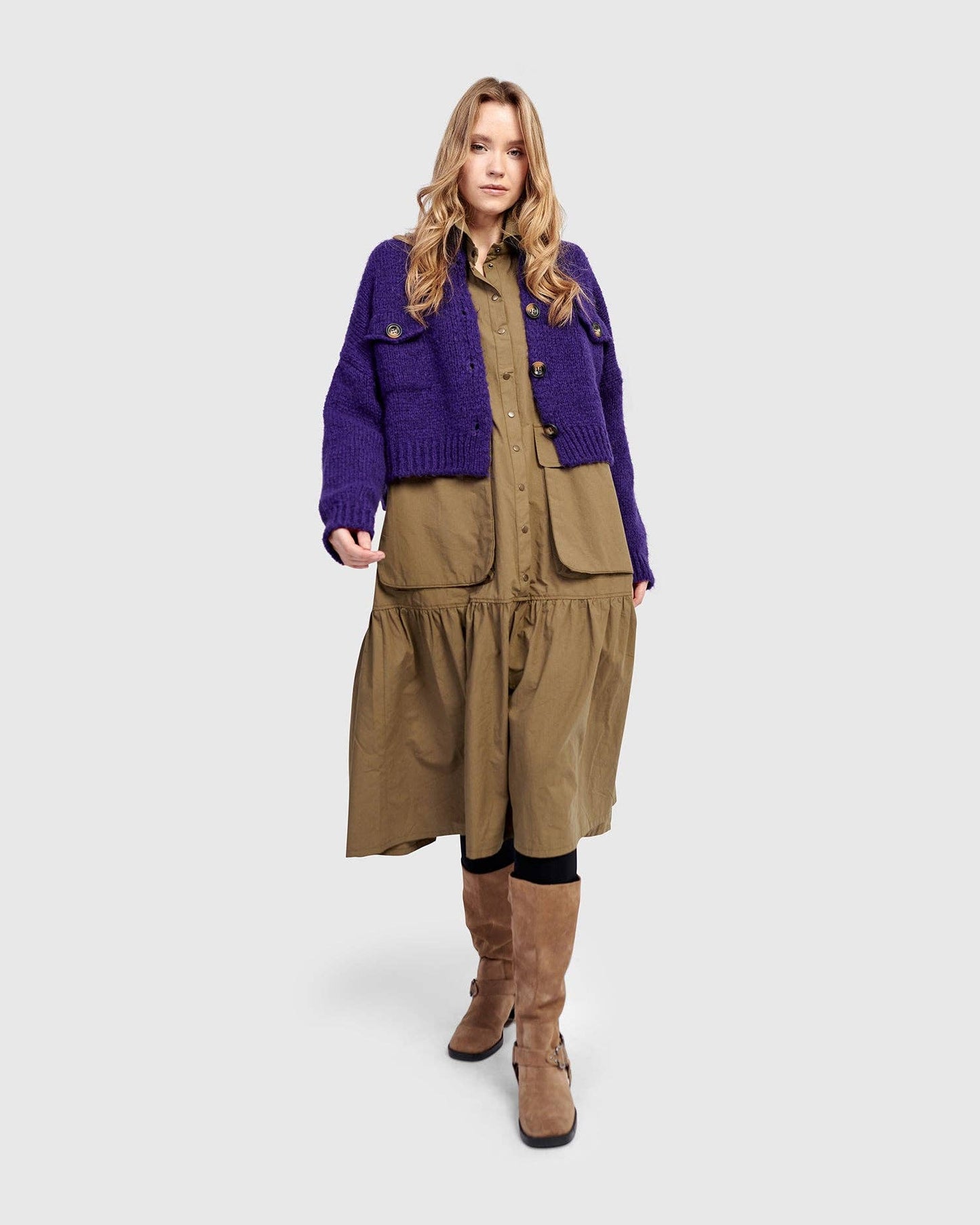 Trucker Cardigan, Purple: Purple / L (US 14-16)