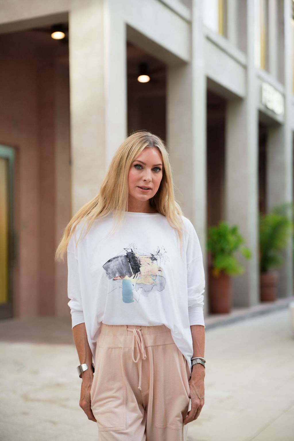 Pima Cotton "Watercolor" Luxury Boxy Tee - As Shown