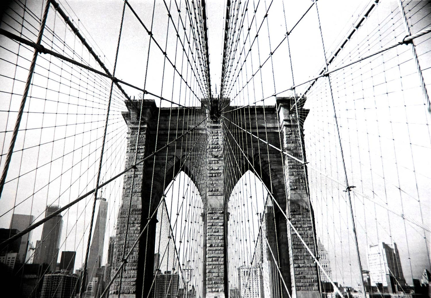 Babs Sleeveless Stretchy Crop Top - Brooklyn Bridge Print: S