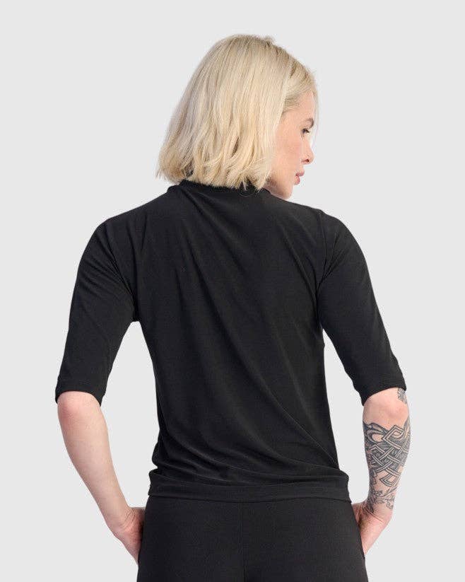 Essential Slinky Mockneck Tee, Black: BLACK / 0 (US 4-6)