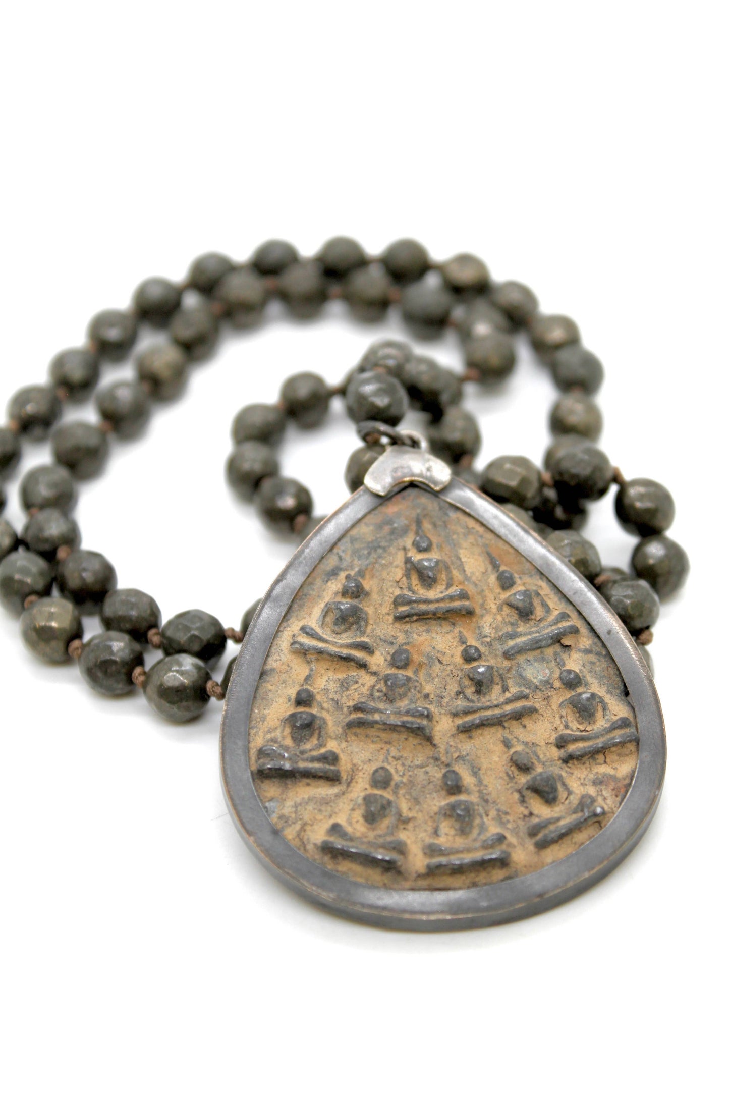 Buddha Necklace 8 - Faceted Pyrite