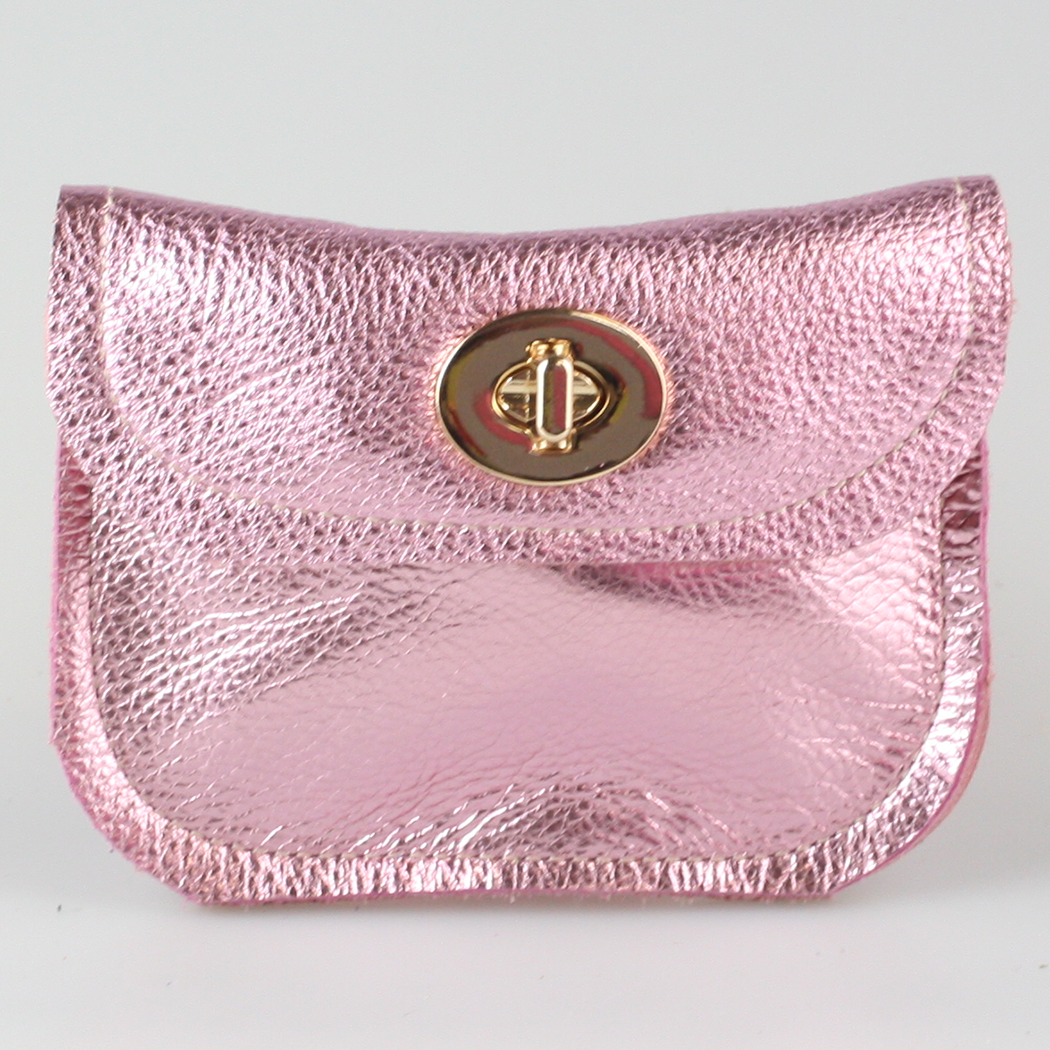 The Turnlock Metallic Leather Wallets: 3 sizes!: Silver / Hamilton: 8"x4.5"