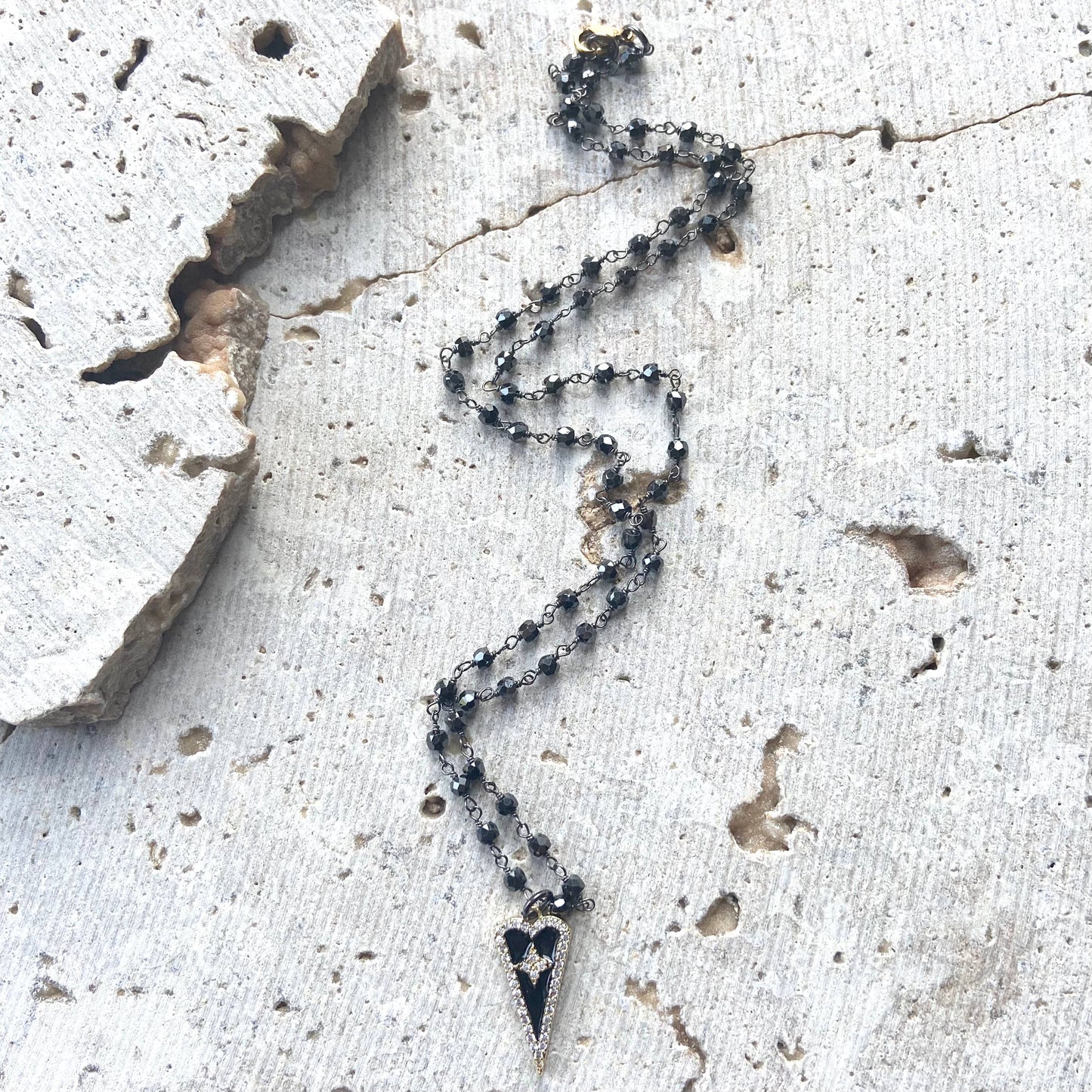 Eye heart trendy boutique necklace layering salon jewelry: 19” / Black crystal heart