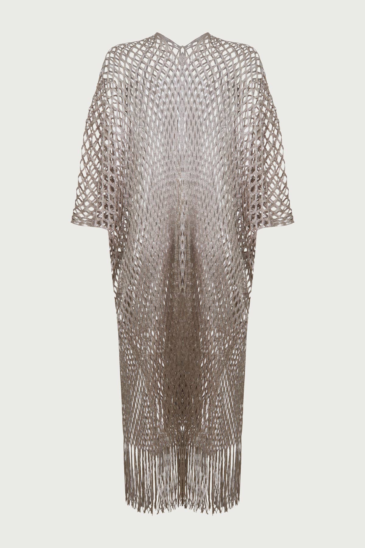 Metallic Fringe Kimono: Gold