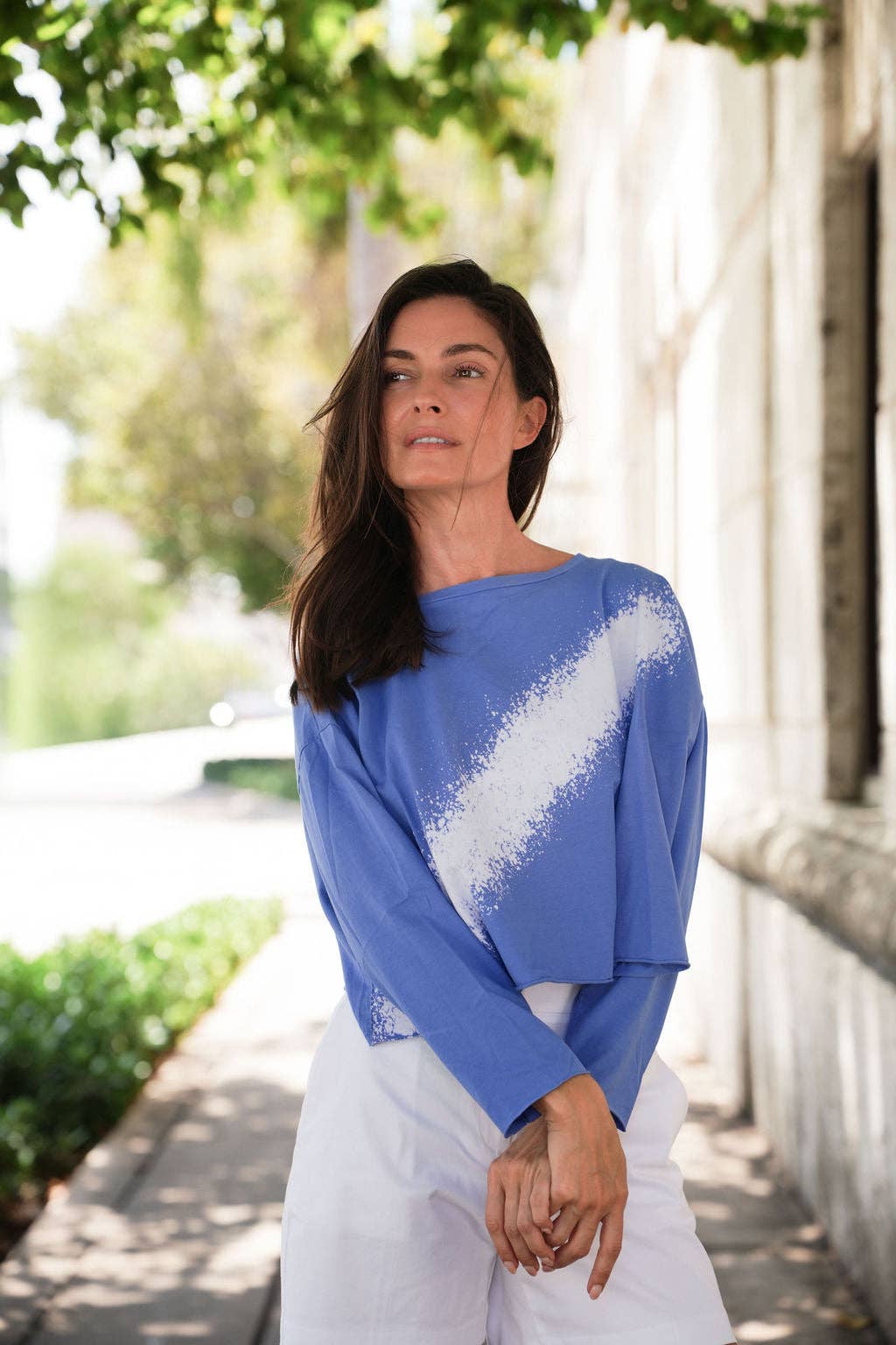 Pima Cotton Mini Bleached Luxury Boxy T-Shirt - Sapphire: Sapphire