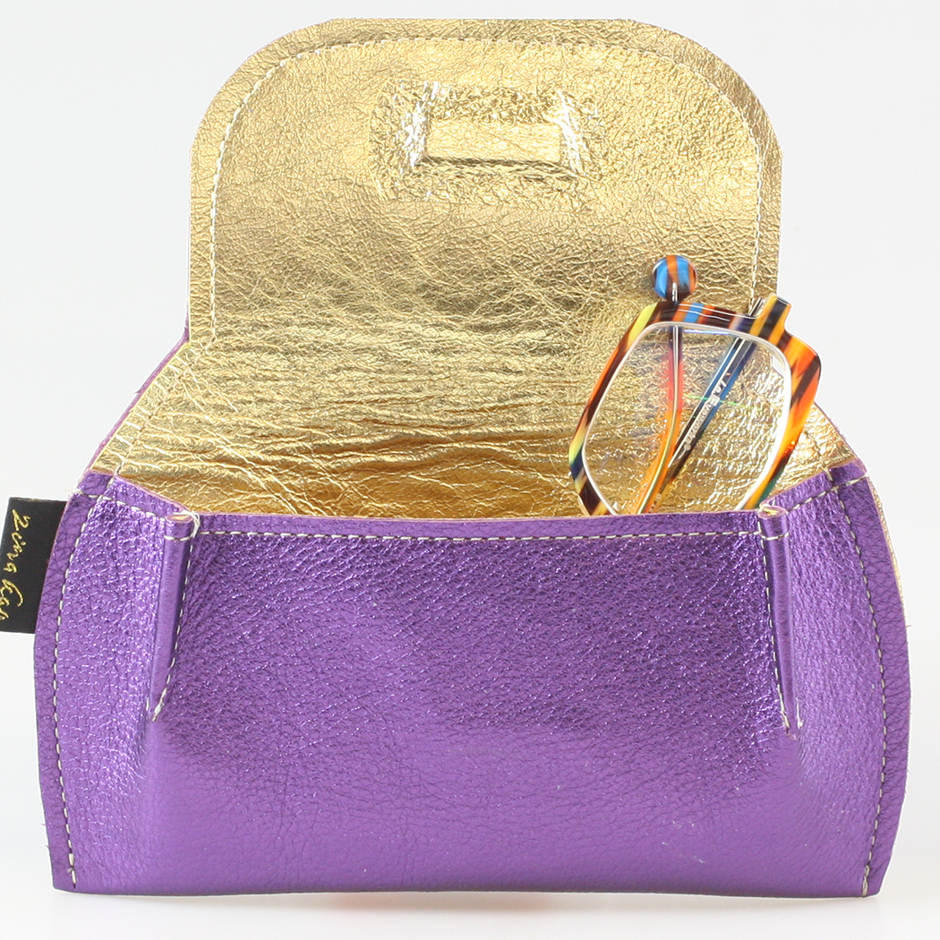 The Marla Sunglass Case: Metallics!: Grape Outside / Gold Inside