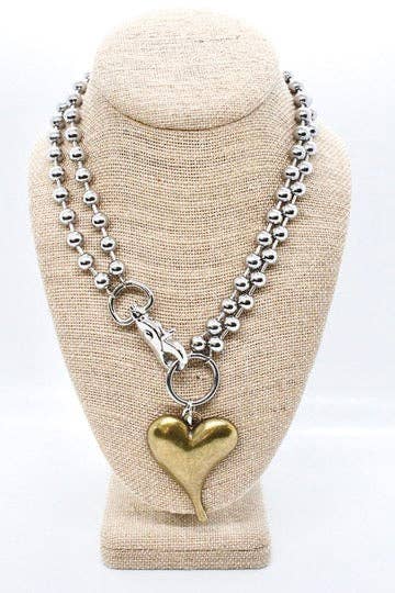 Simple Brass Pendant Convertible Silver Chain Necklace: Double 8mm