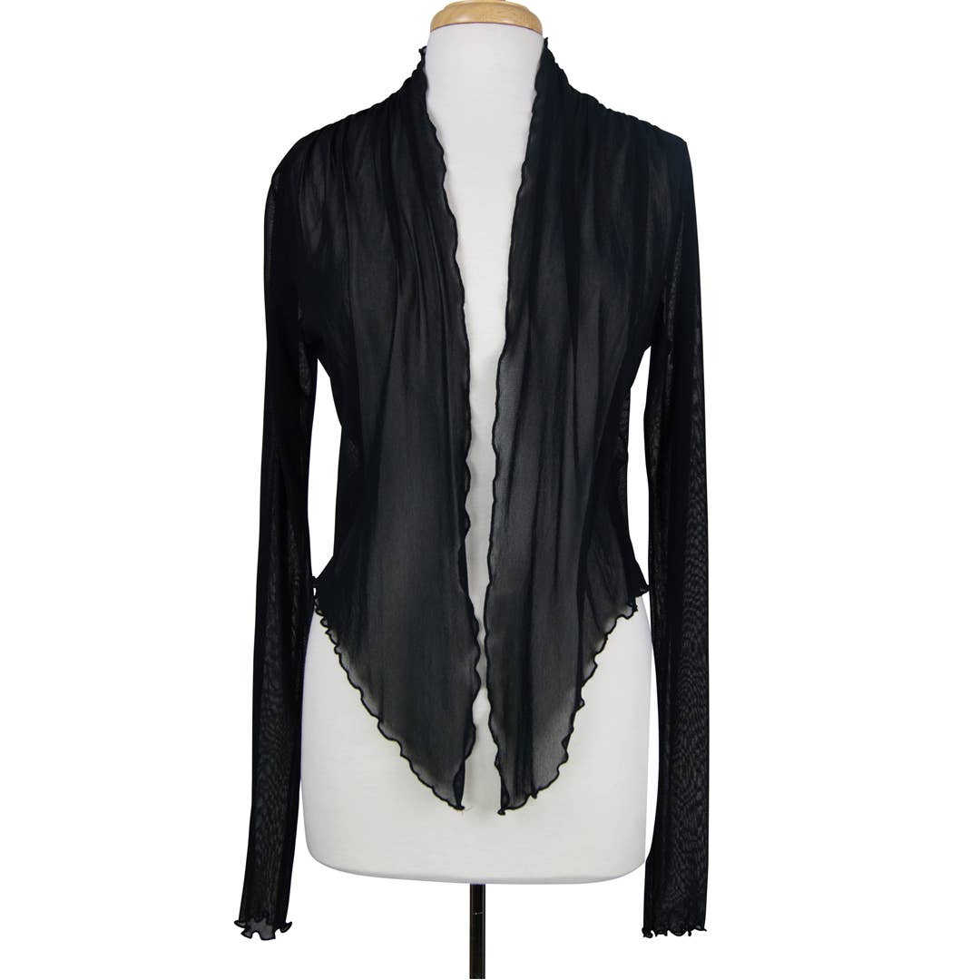 MAXIMA Sheer long Sleeve jacket Bolero - Black: XL