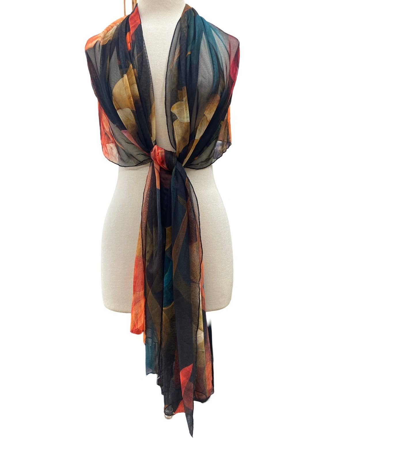 DELILA Long & Wide Print Mesh Shawl Stole Wrap - Elana Kattan