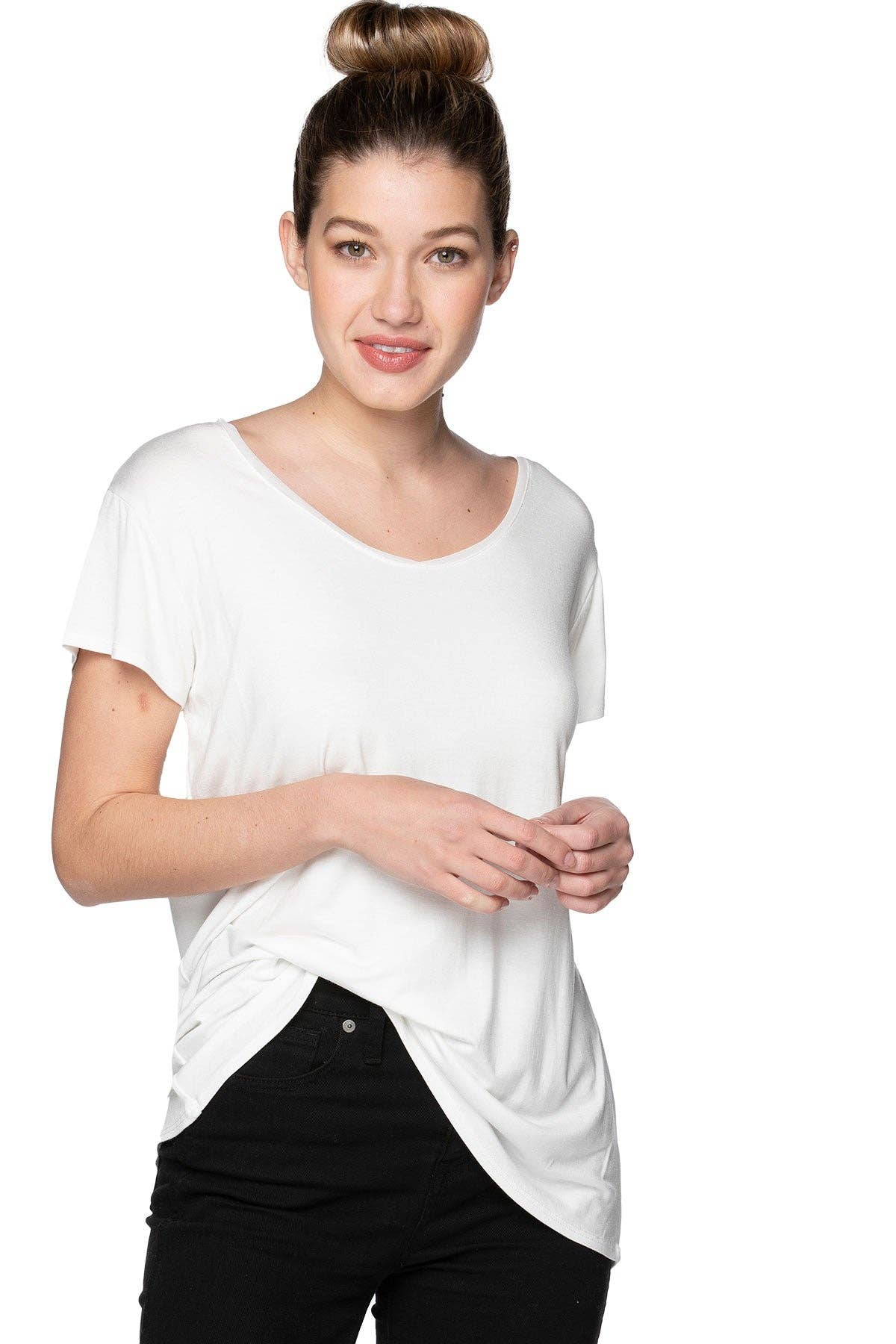 Mesh Trim Rayon Jersey Layering Tee