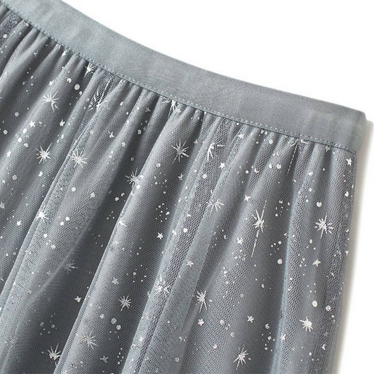 Starry Sequin Tulle A-Line Fairy Midi Skirt_CWBMS0389: Pink / (OS) 1