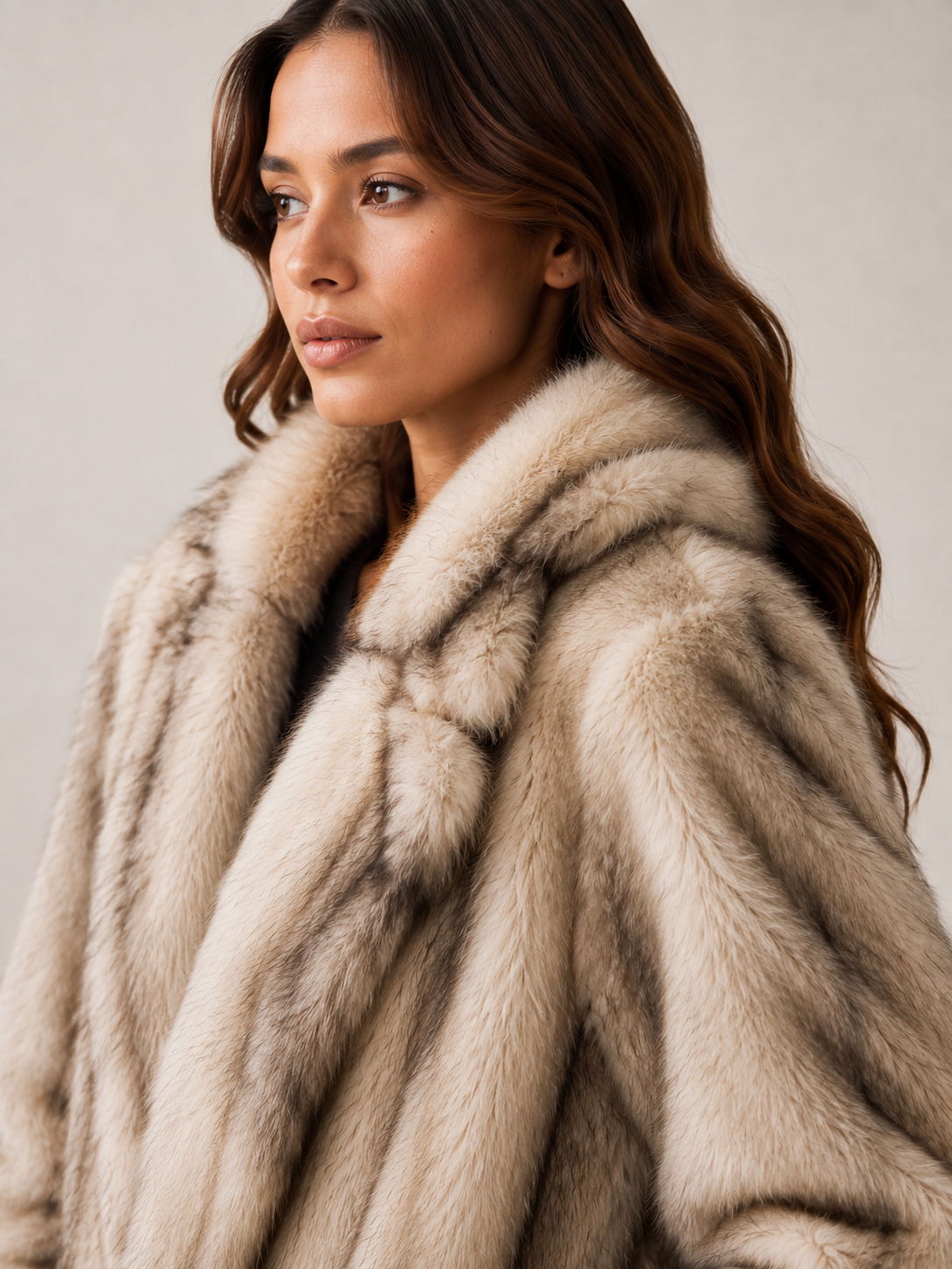 Sag Harbor Oversized Faux Fur Longline Coat Long Fur Coat: Camel / S/M