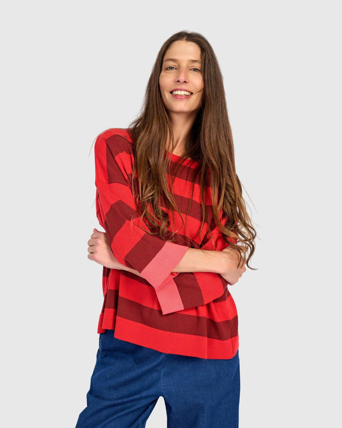 Skipper Stripe Sweater, Red: Red / ONE SIZE
