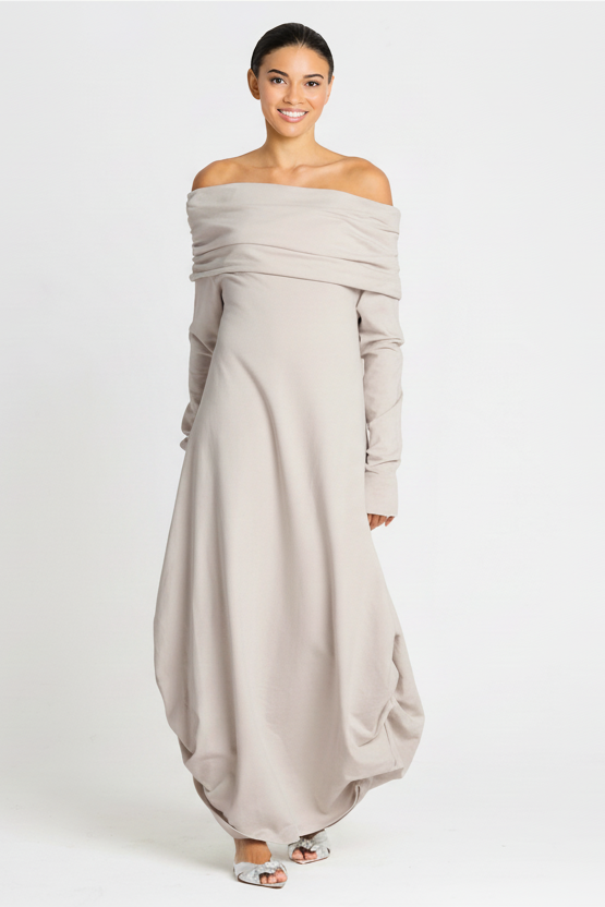 French Terry Curtain Dress - Putty: 1