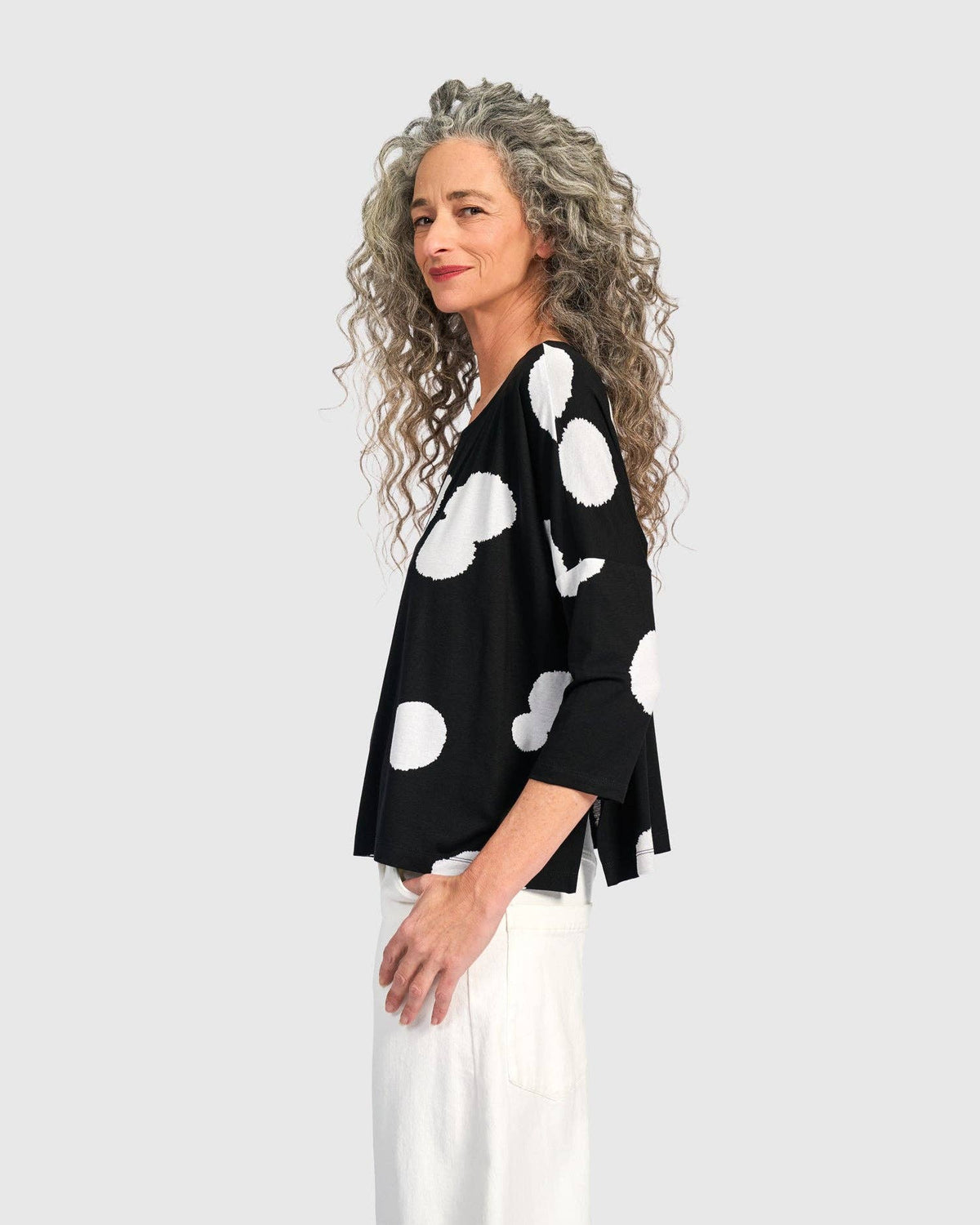 Full Moon Boxy Tee, Black/White: Circles / 3 (US 10-12)