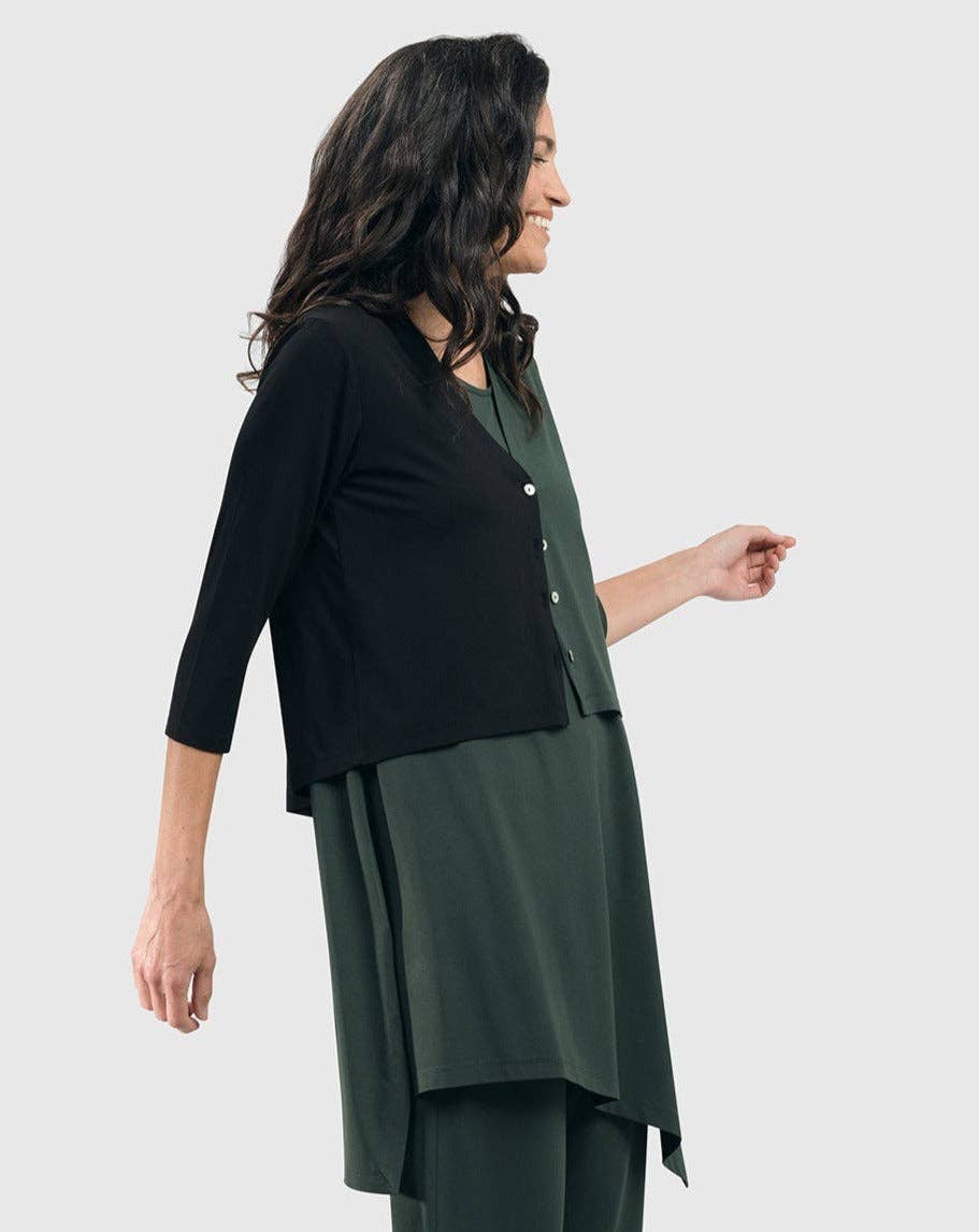 Essential 2-tone Crop Cardigan, Green: Green / 4 (US 12-14)