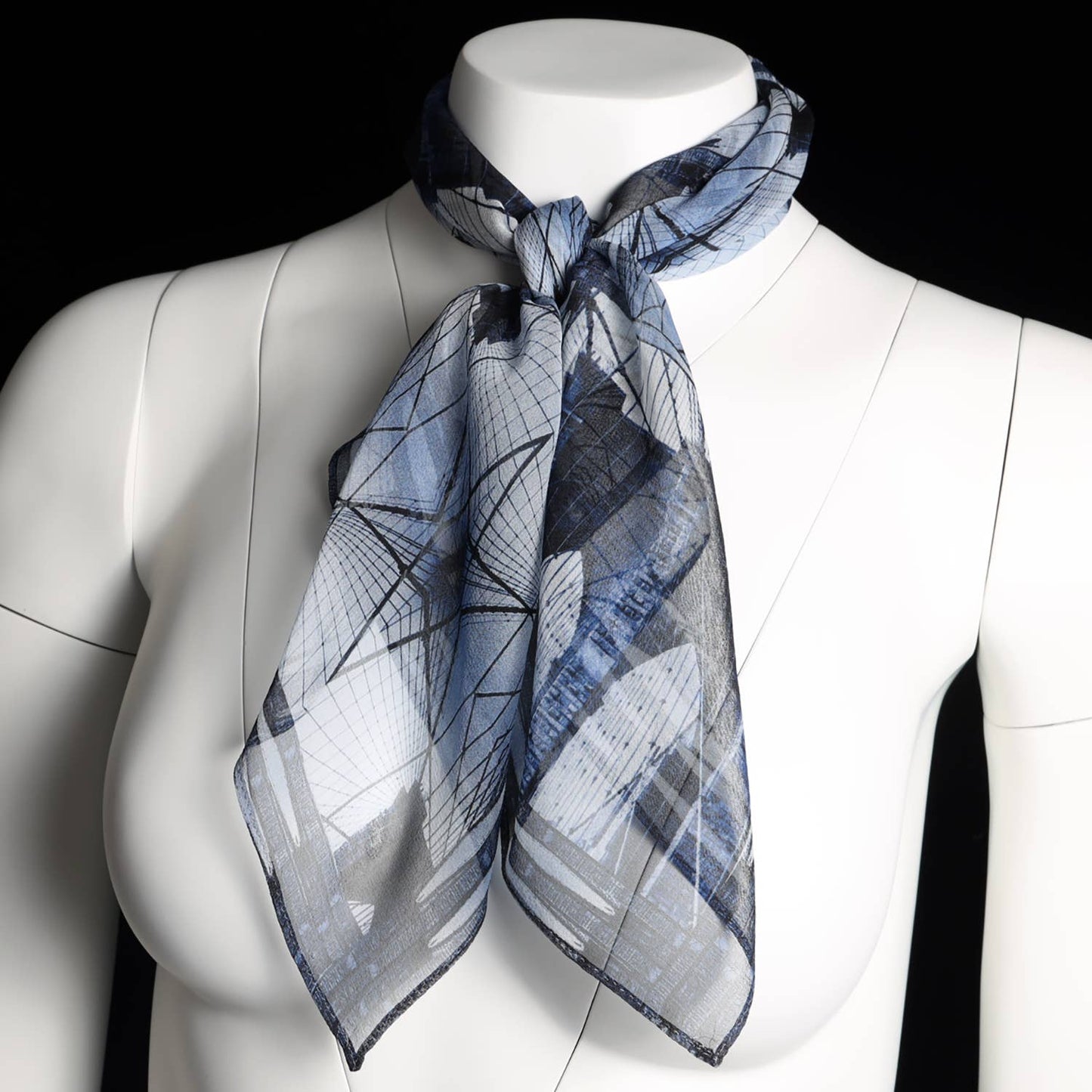 Silk 26 Inch Square Scarf - Brooklyn Bridge - Blue