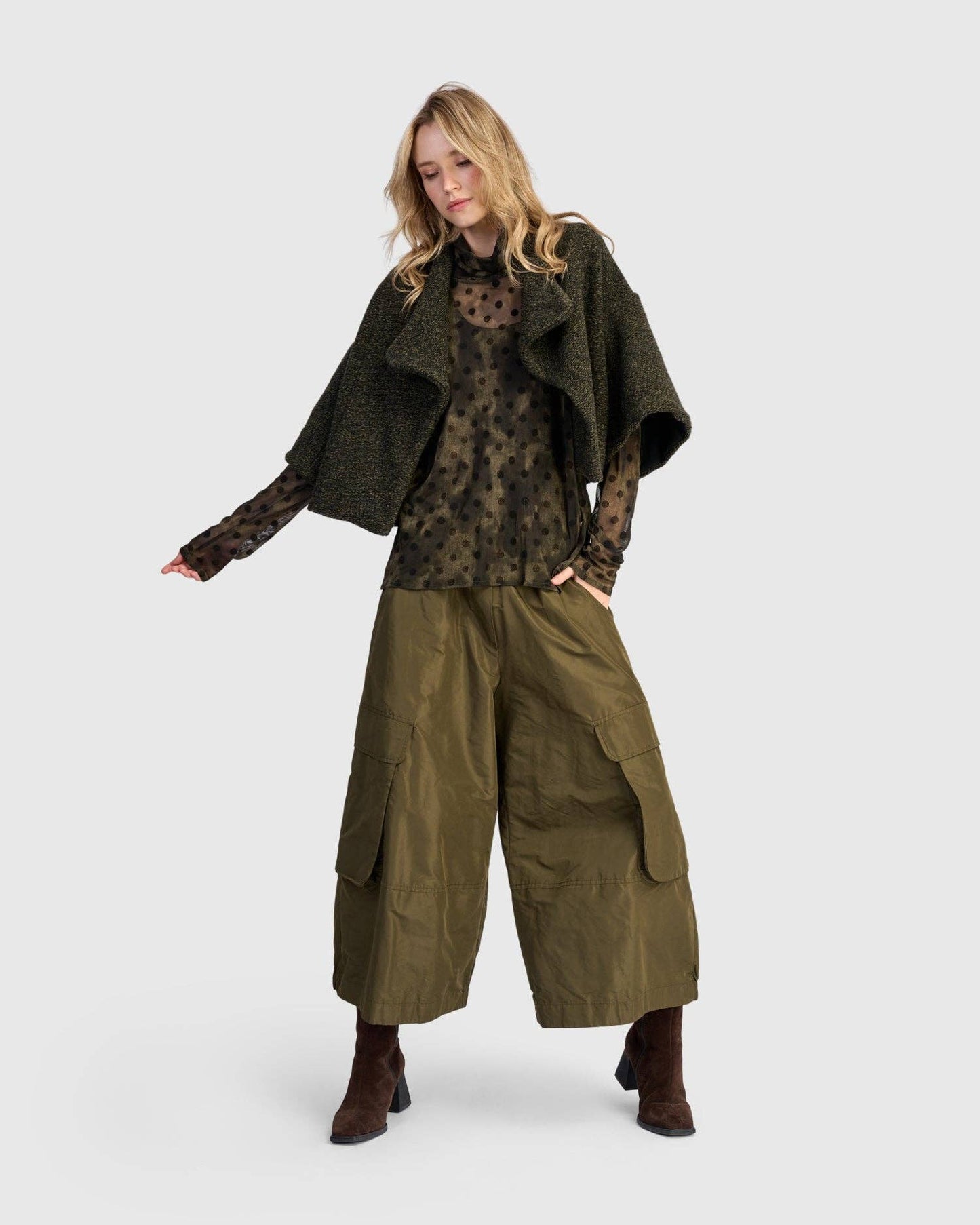 Urban Capulet Crop Jacket, Khaki: Khaki / S (US 8-12)