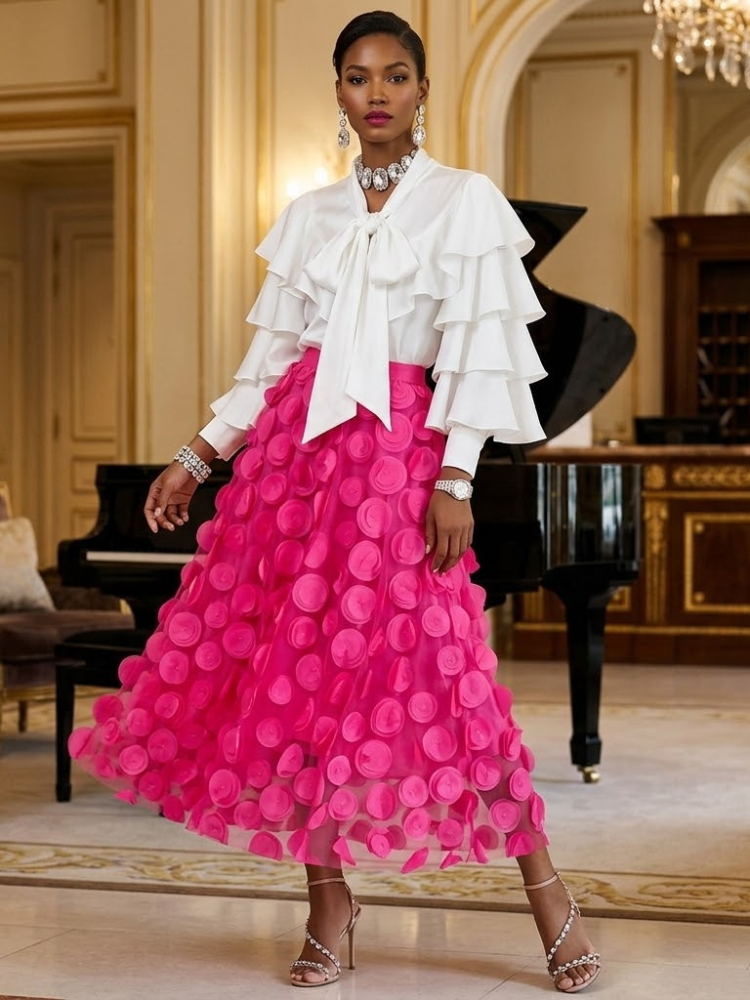 MAXI LONG SKIRT - New Collection PARIS LE MARAIS - LUXEMBOURG - BYMANYC ® New York: Rose Red / One Size