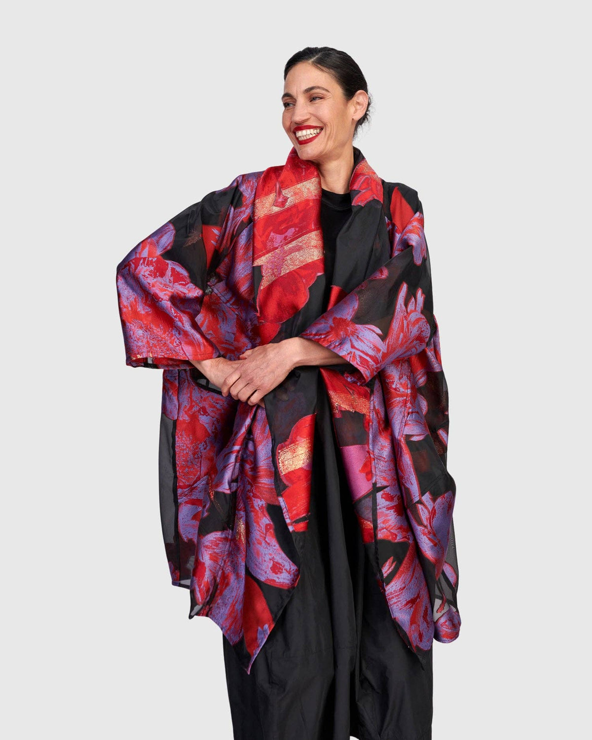 Yoru Cocoon Jacket, Red/Purple Floral: Tsarina / XL (US 18-20)