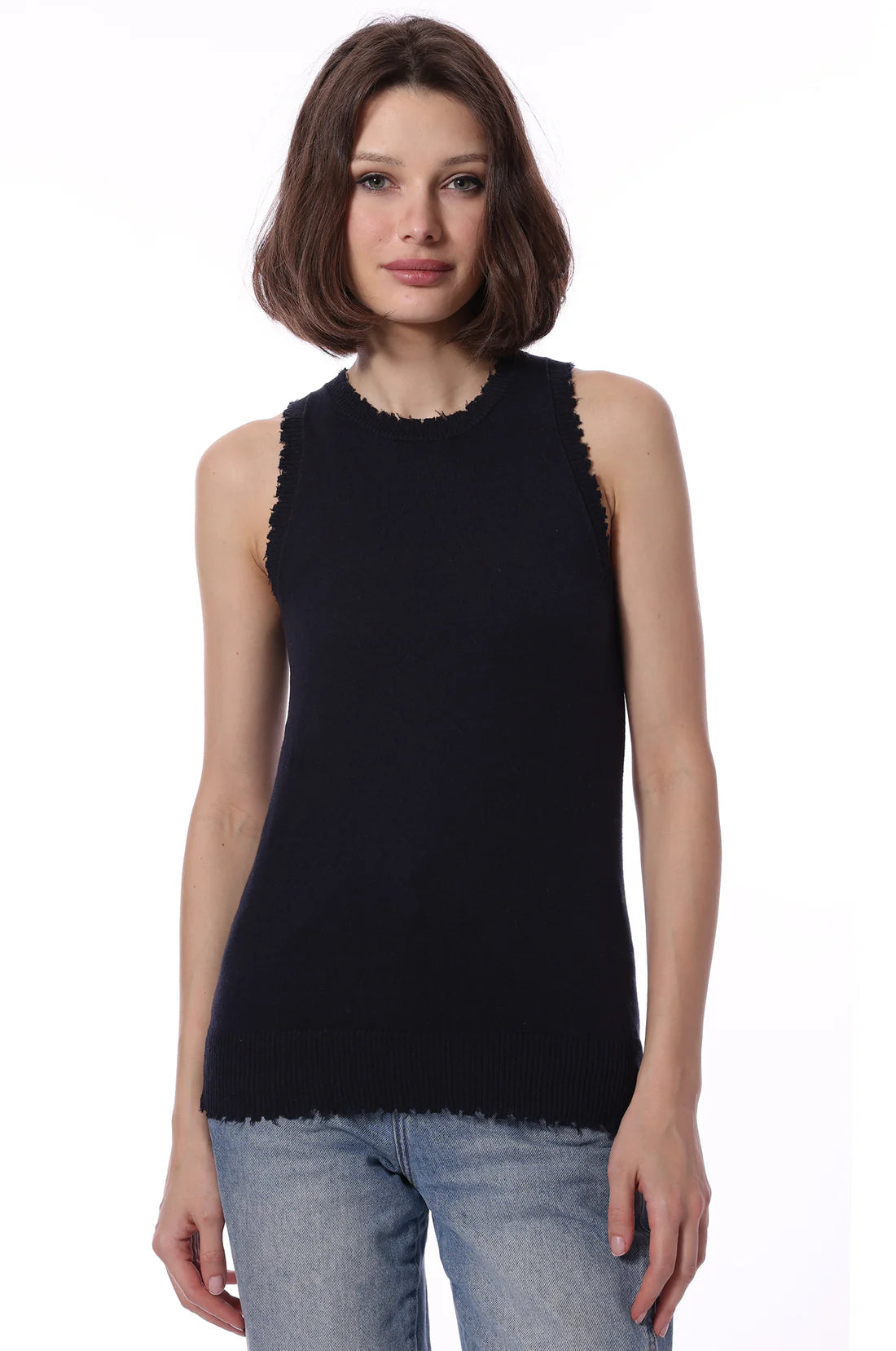 Cotton Cashmere Frayed Tank YR62147 - Minnie Rose