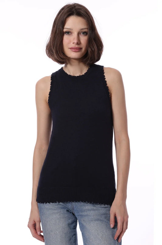 Cotton Cashmere Frayed Tank YR62147 - Minnie Rose