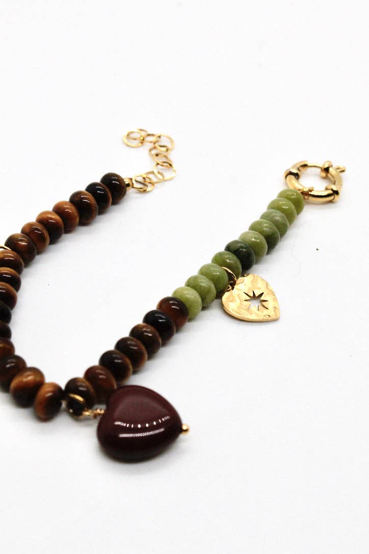 Jasper Mix Heart Bracelet -French Flair Collection- B1-2082
