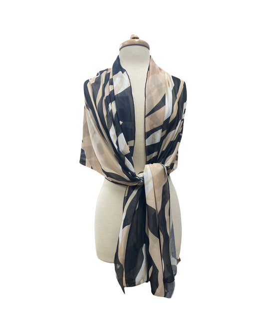 LISA Long & Wide Print Mesh Shawl Stole Wrap: OS