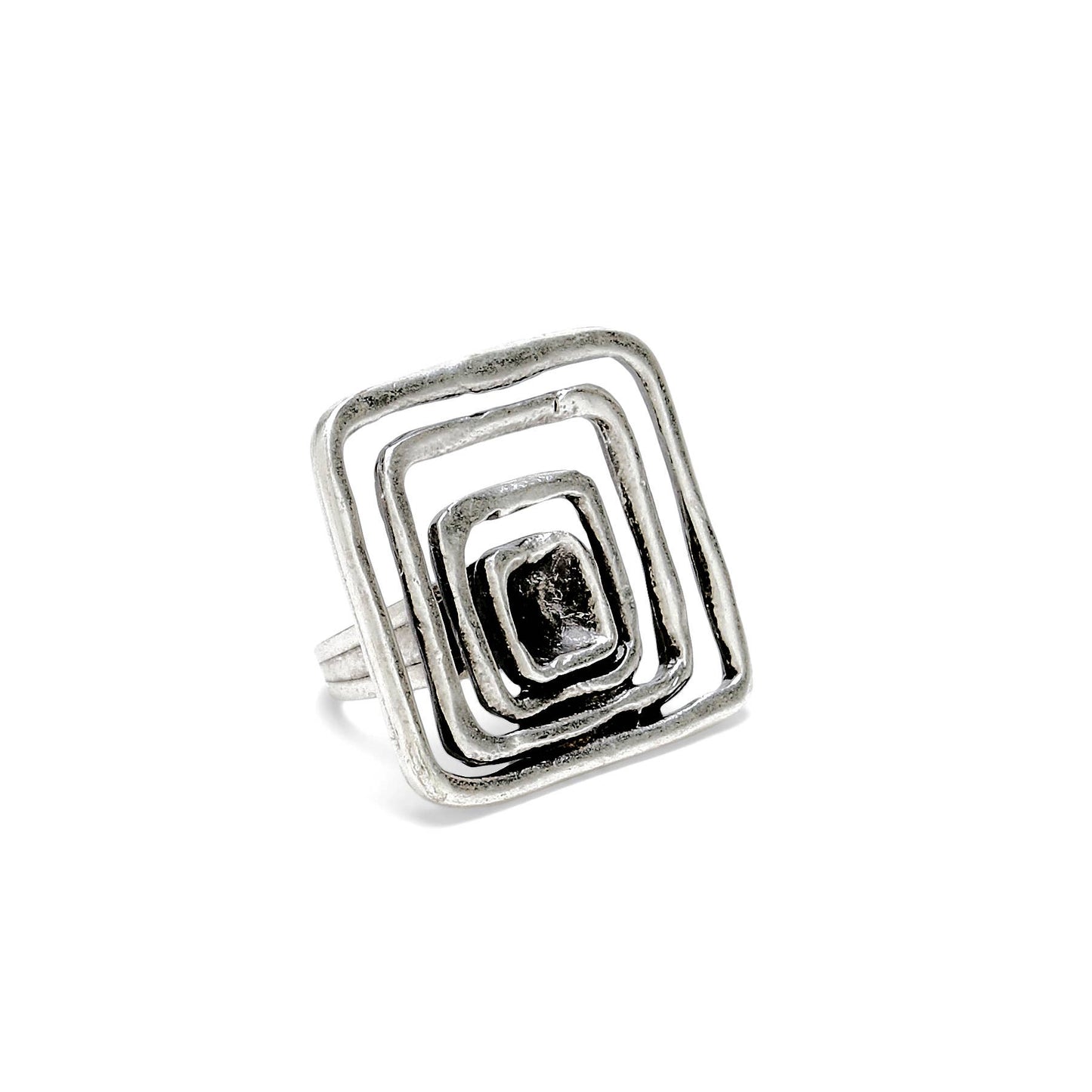 Handmade Square Spiral Pewter Rings - 24-408
